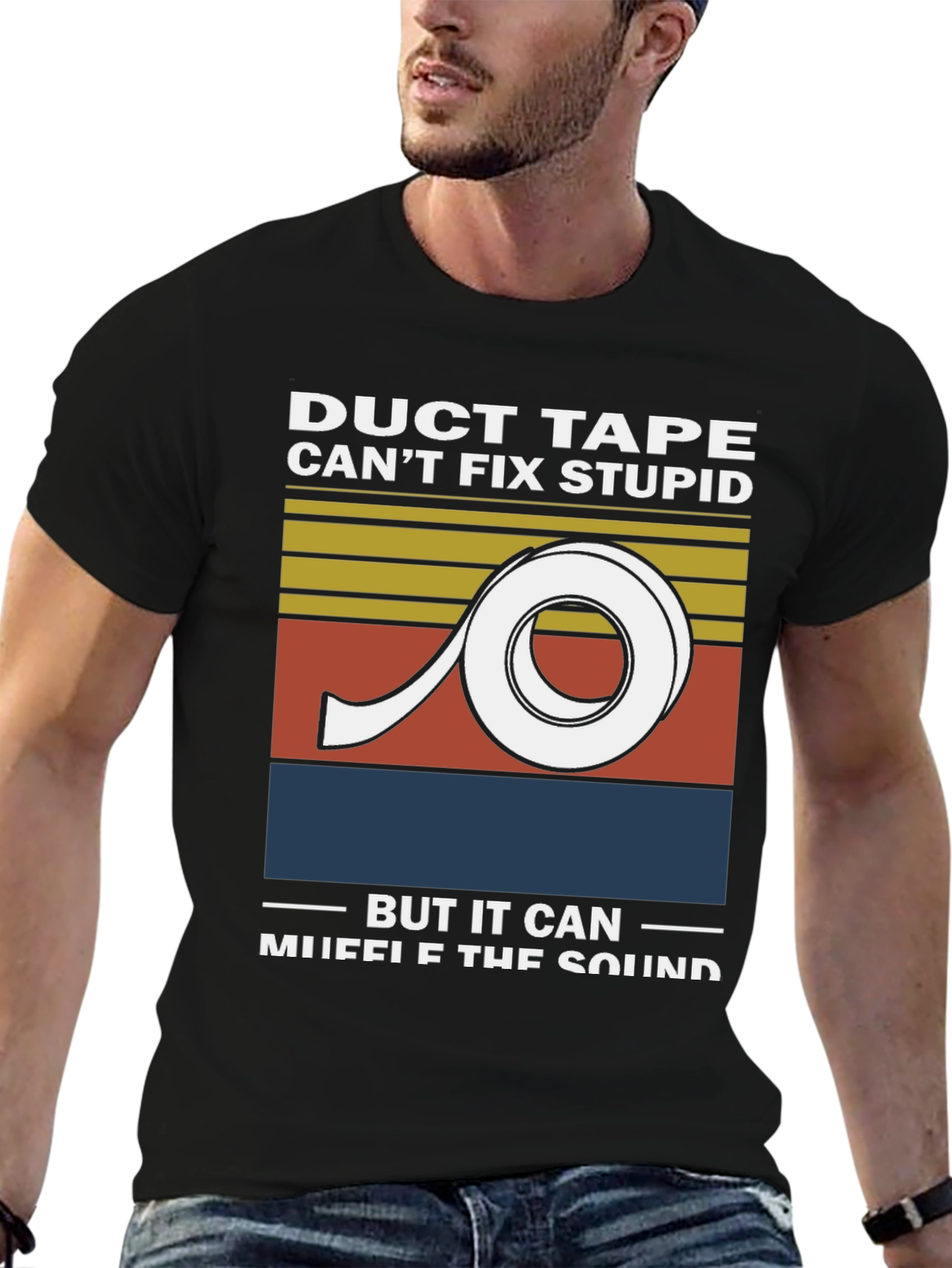 Black Duct Tape Muffle Funny Humor T-Shirt view 6