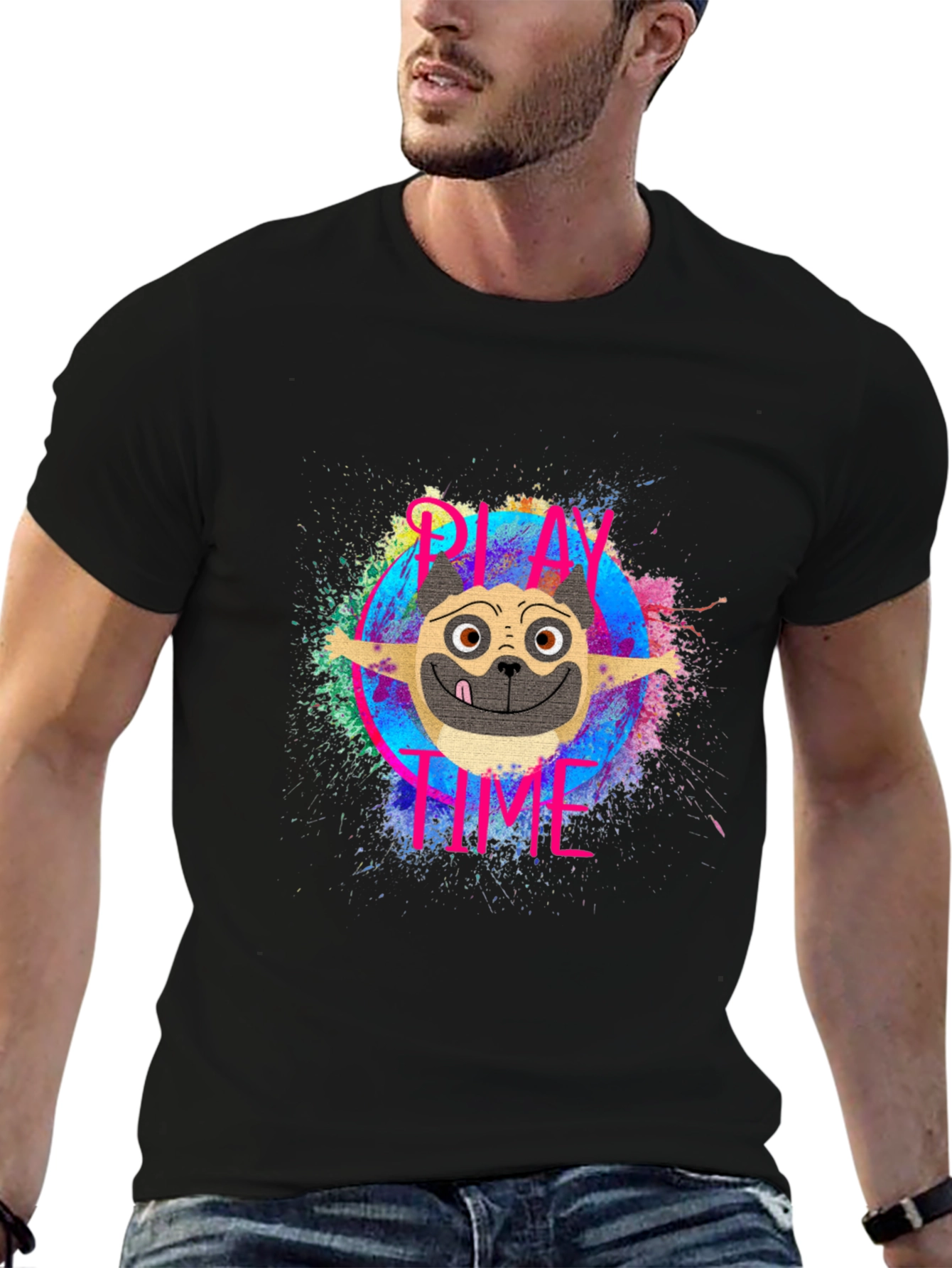 Black Play Time Dog Graphic T-Shirt view 6