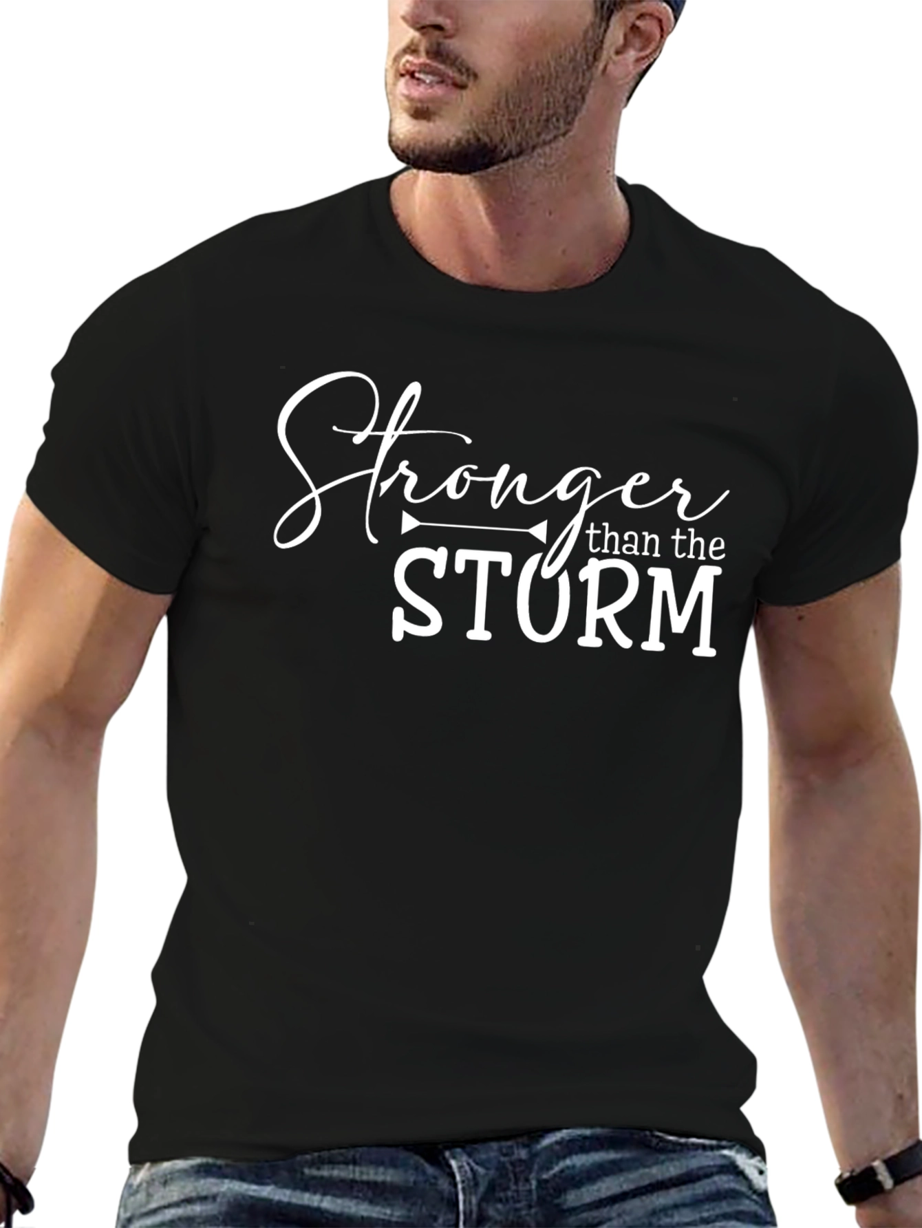 Black Stronger Than The Storm Black Graphic Tee view 6