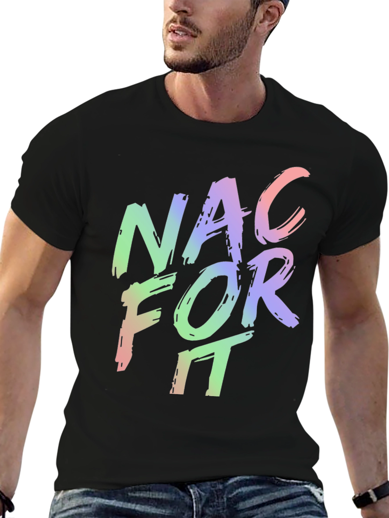 Black NAC For It - Men's Graphic T-Shirt view 6