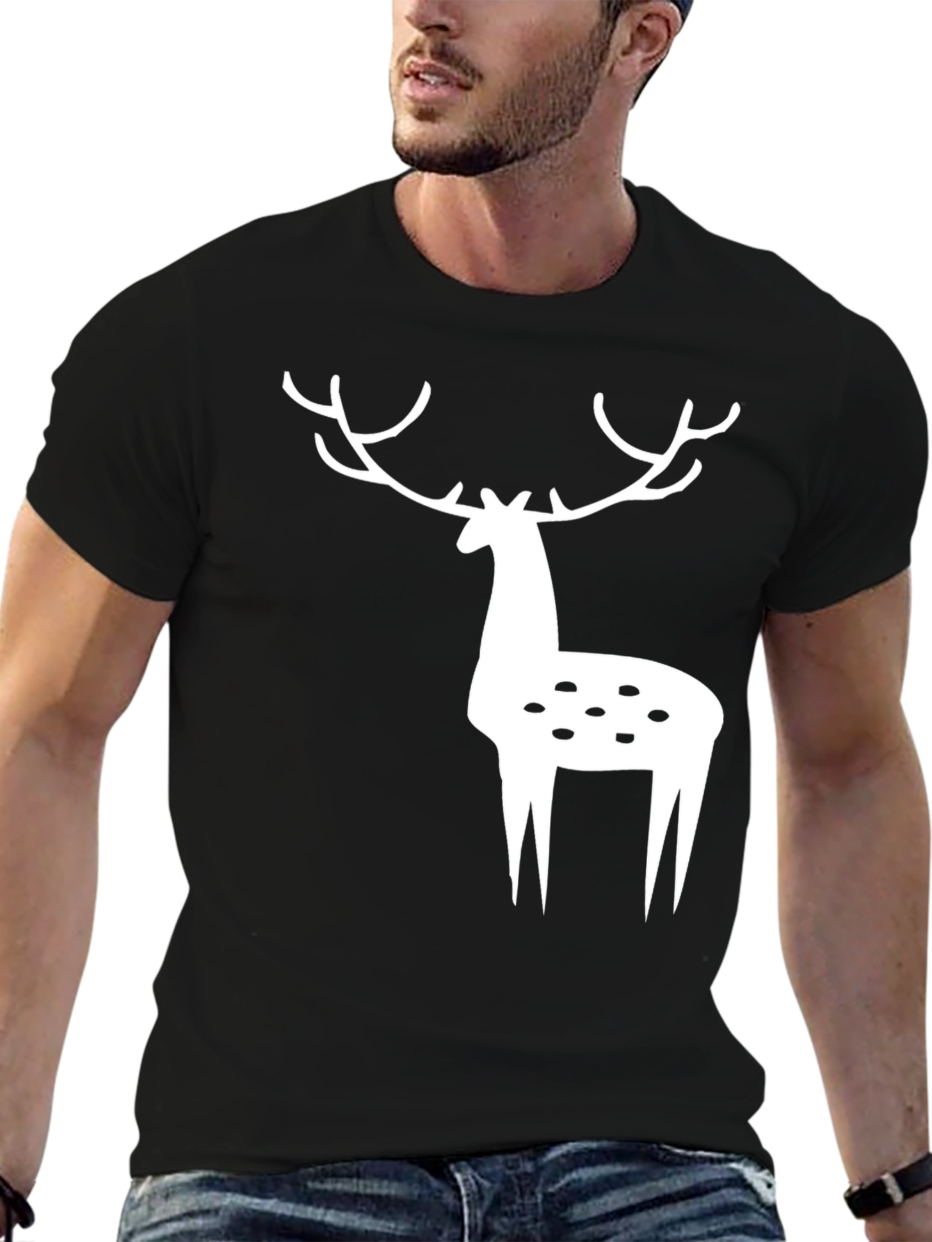 Black Deer Graphic Tee - Black Casual Shirt view 6