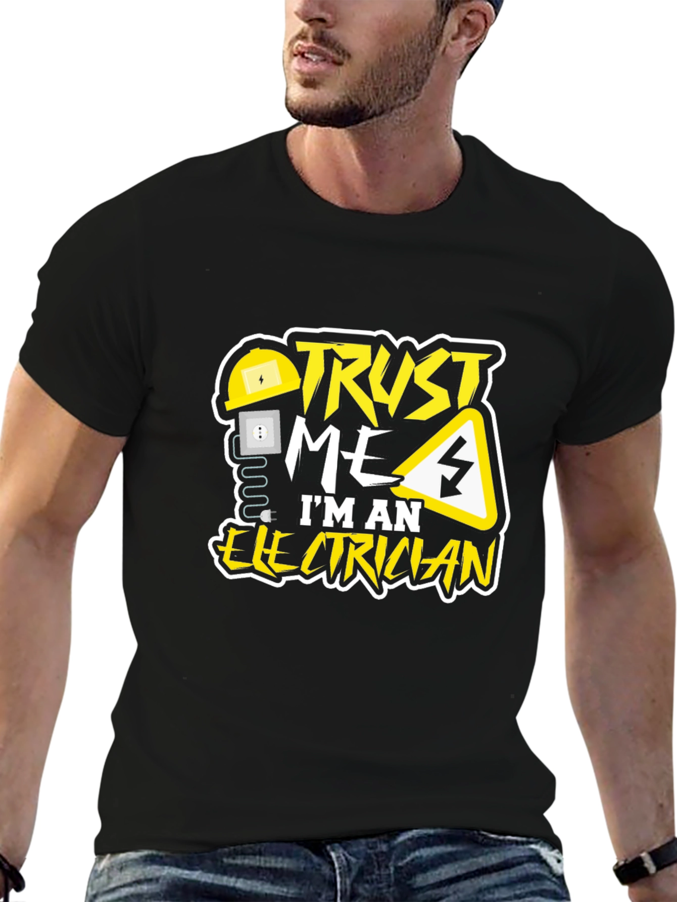 Black Trust Me I'm An Electrician T-Shirt view 6