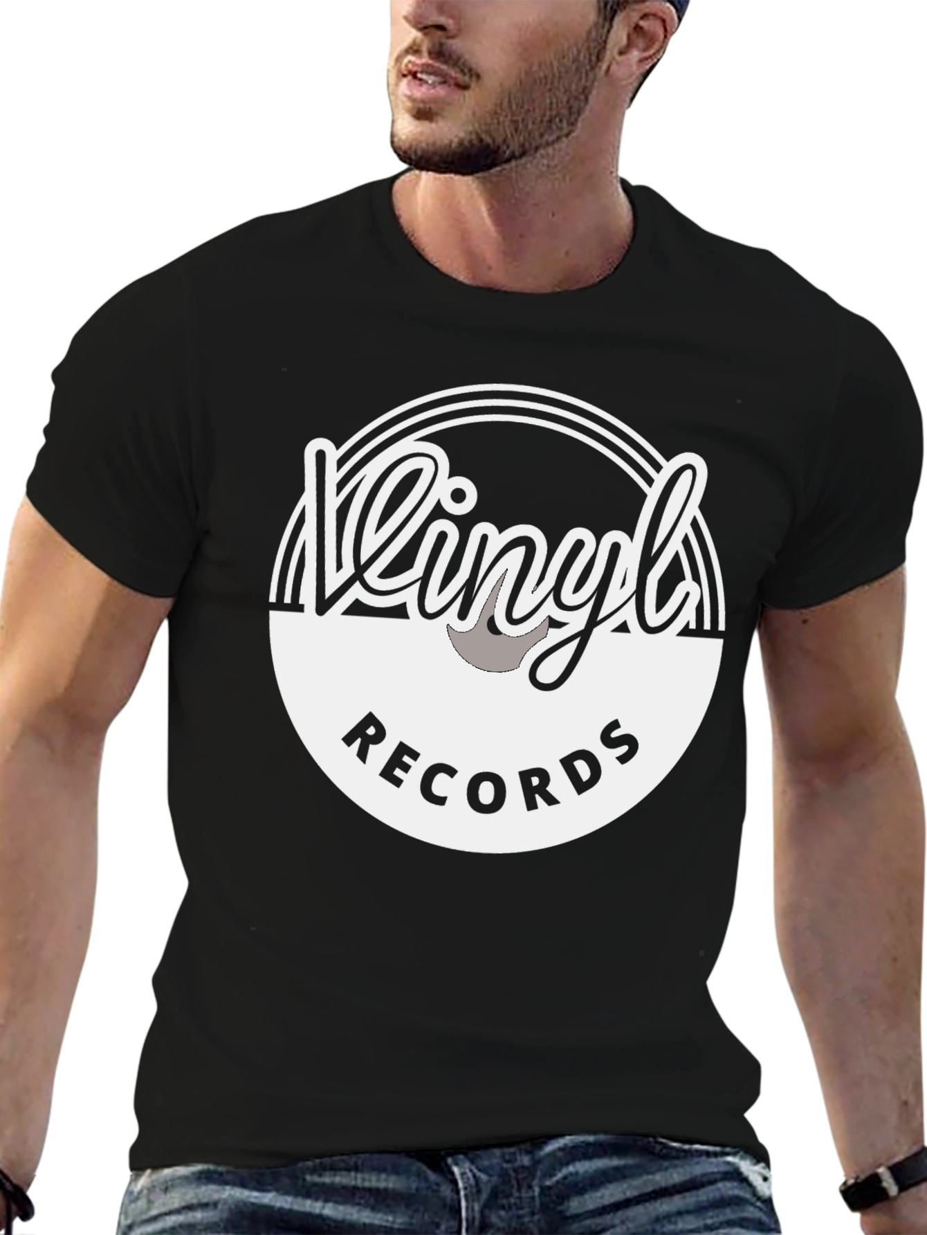Black Vinyl Records Graphic Tee - Retro Music Lover Shirt view 6