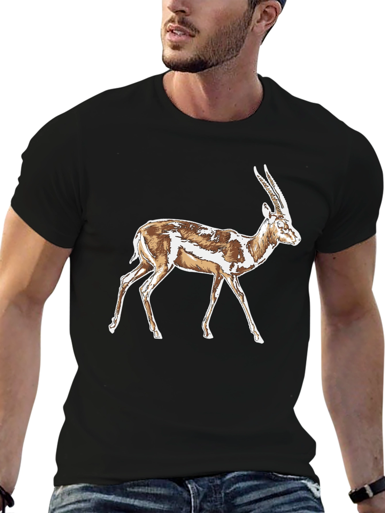 Black Gazelle Graphic T-Shirt - Stylish Animal Print Tee view 6