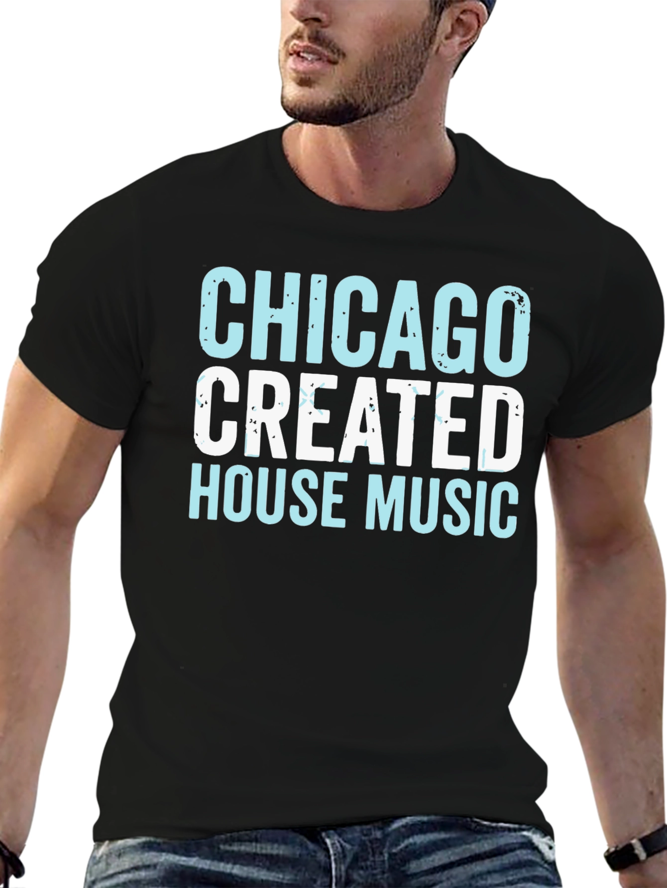 Black Chicago House Music T-Shirt view 6