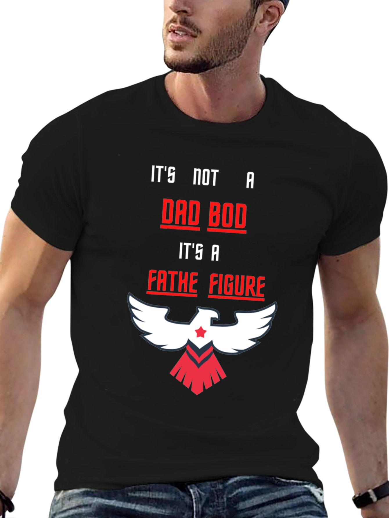 Black Dad Bod Father Figure Graphic T-Shirt - Funny Men's Tee view 6