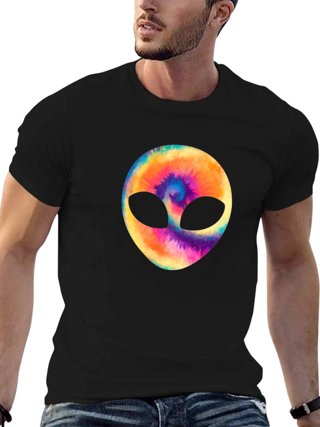 Black Alien Tie-Dye Graphic Tee - Black view 6