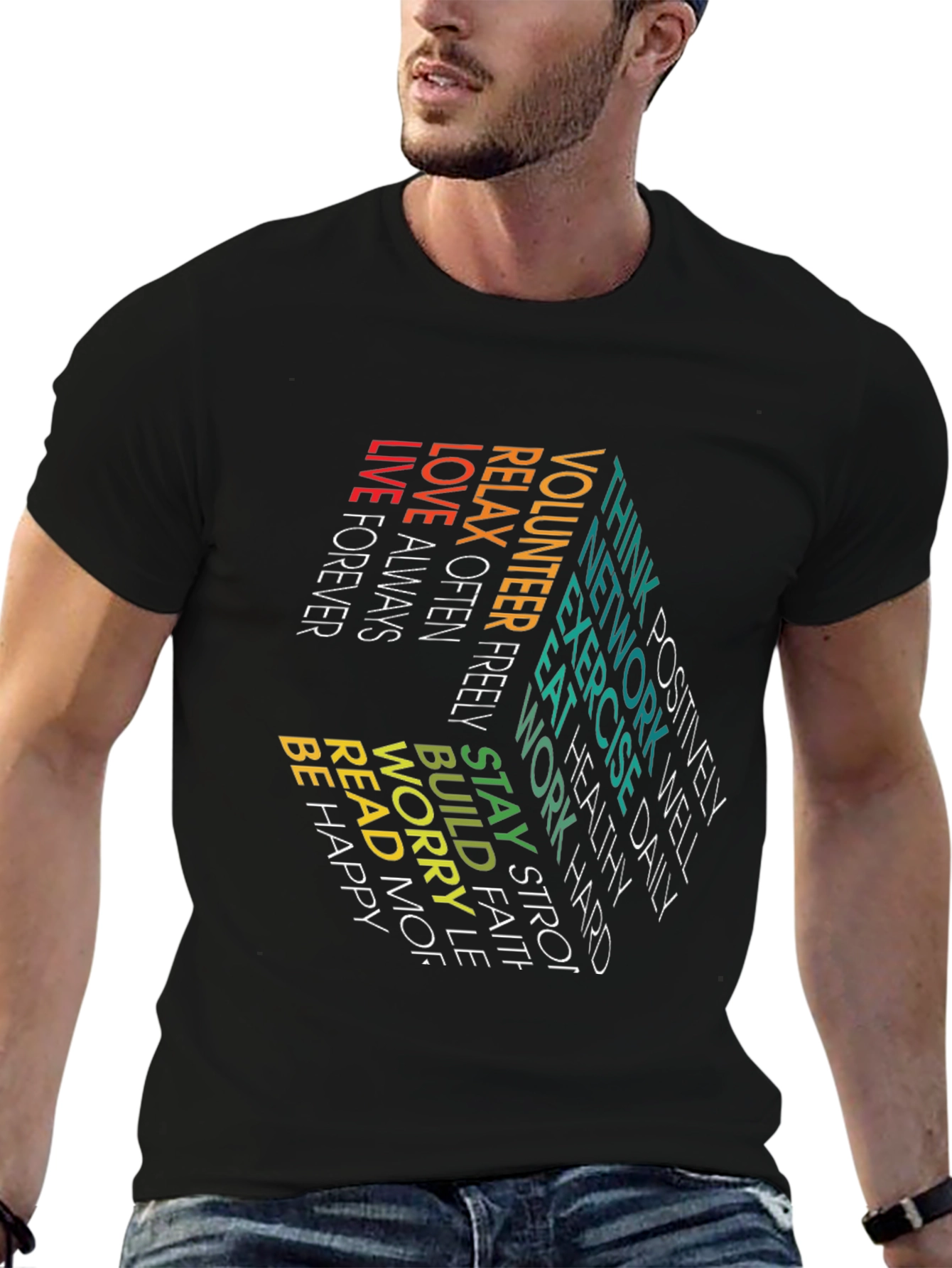 Black Inspirational Word Art T-Shirt view 6