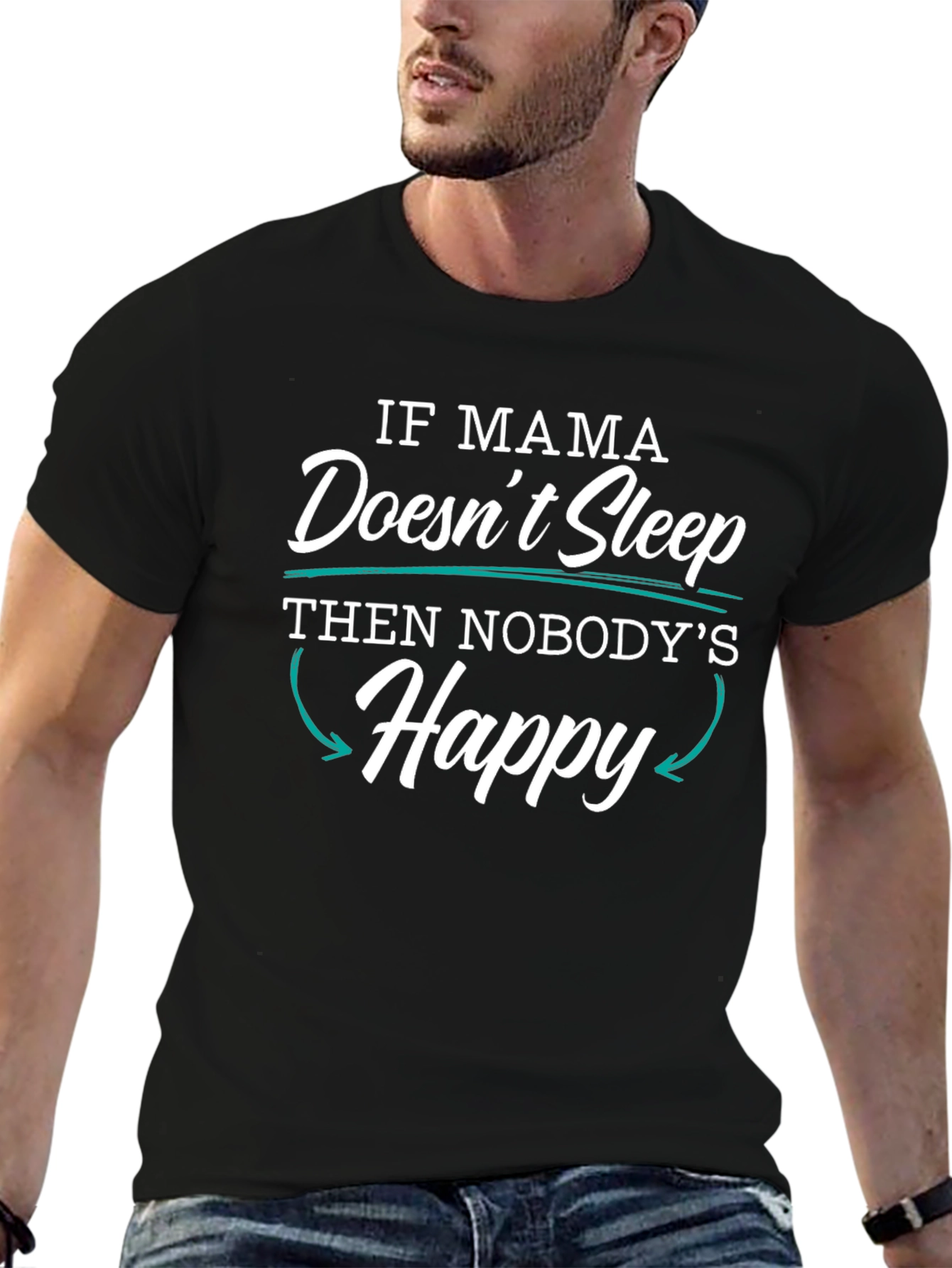 Black If Mama Doesn't Sleep Funny Novelty T-Shirt view 6