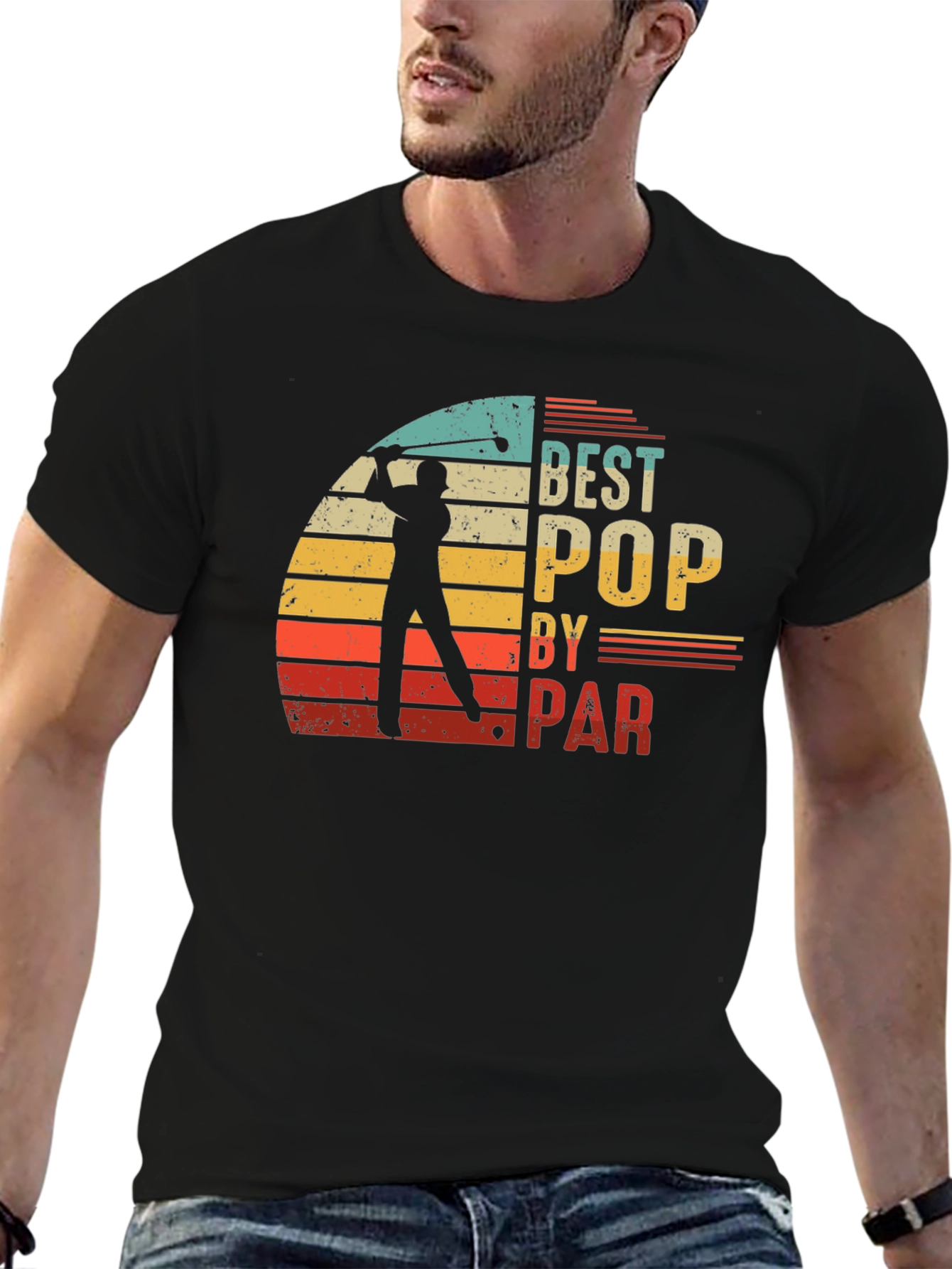 Black Best Pop by Par T-Shirt Golf Lover Dad Tee view 6