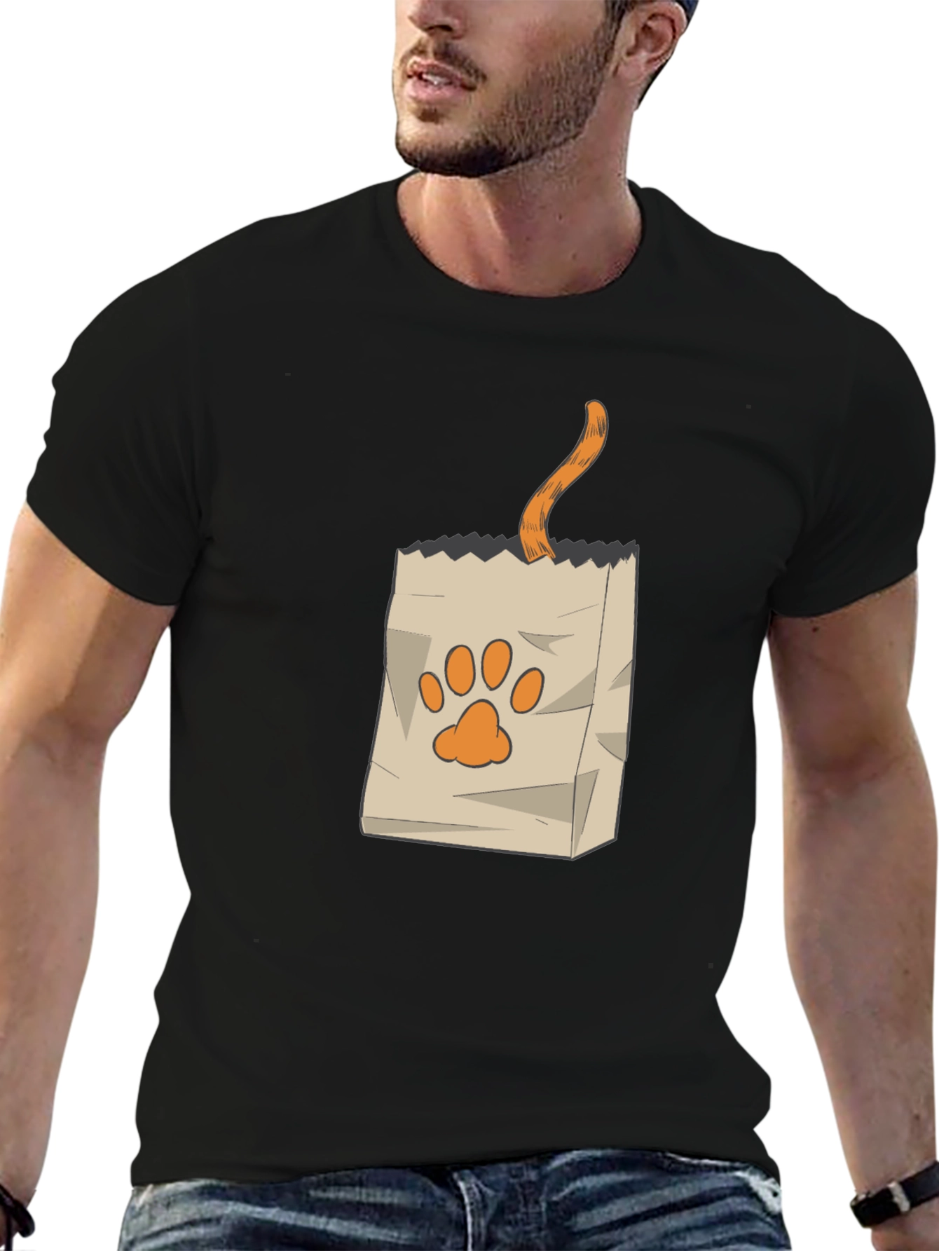 Black Cat in Bag Graphic Tee - Funny Pet Lover Shirt view 6