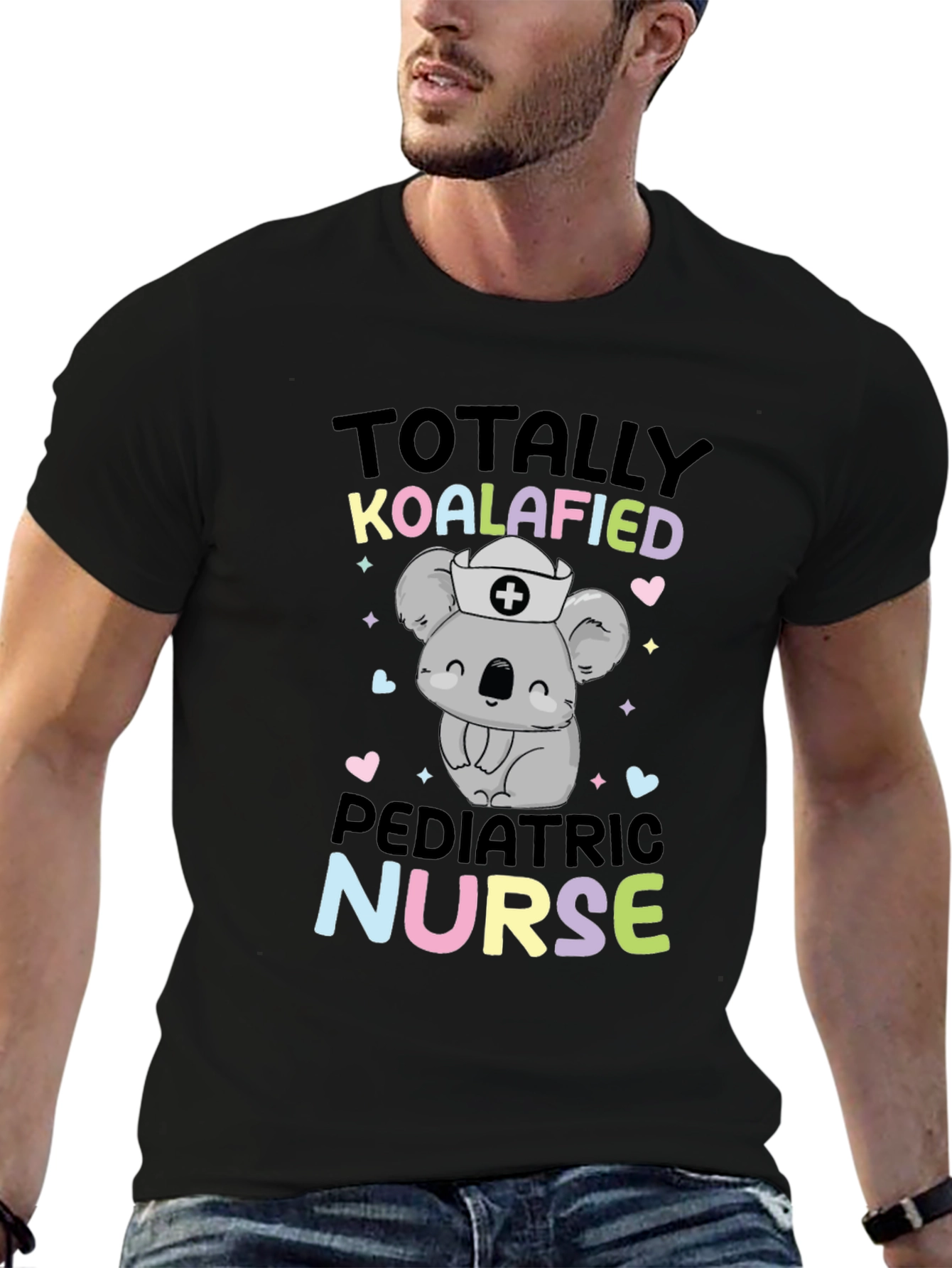 Black Totally Koalafied Pediatric Nurse T-Shirt view 6