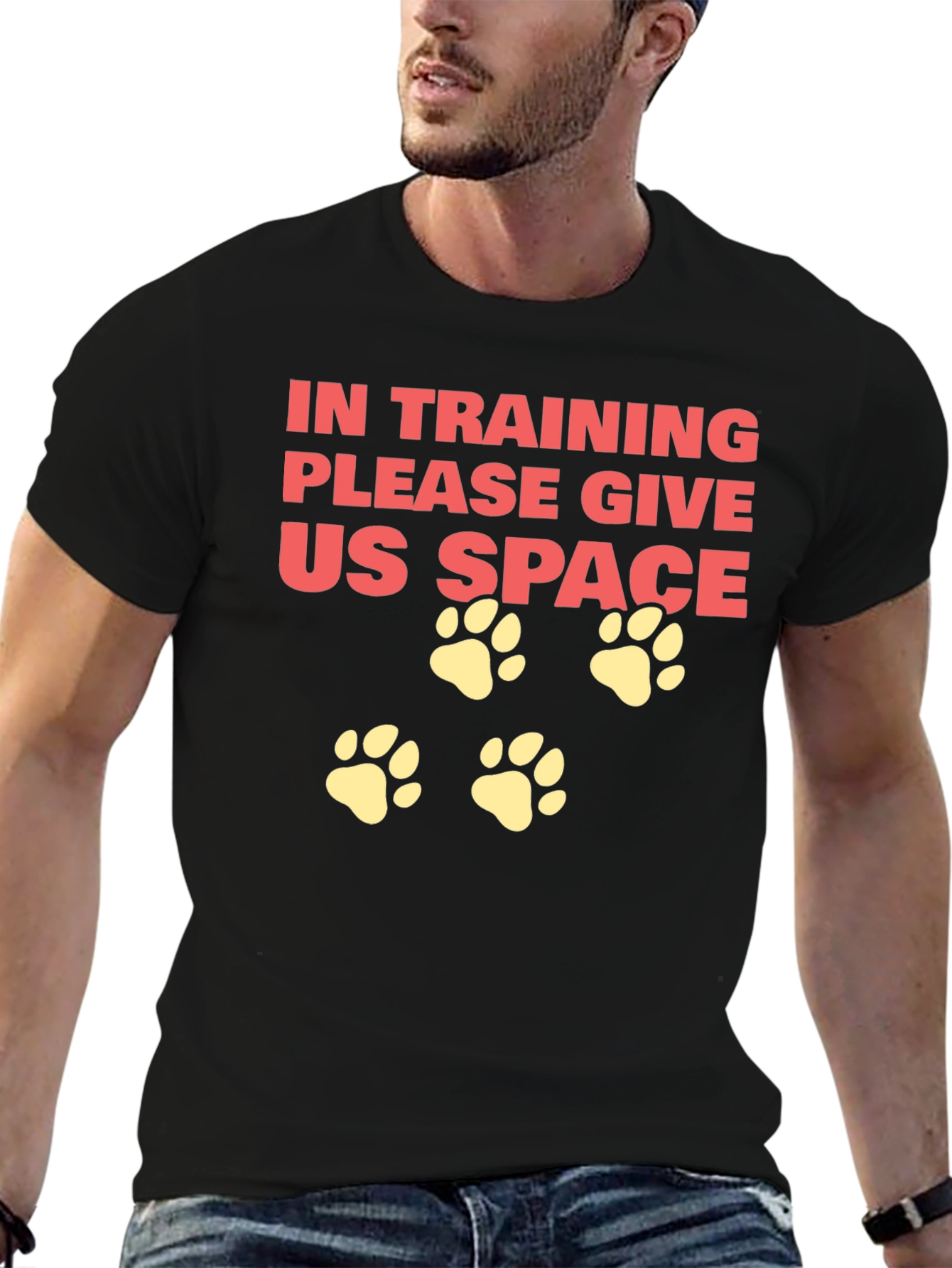 Black In Training Dog Paw Print T-Shirt view 6