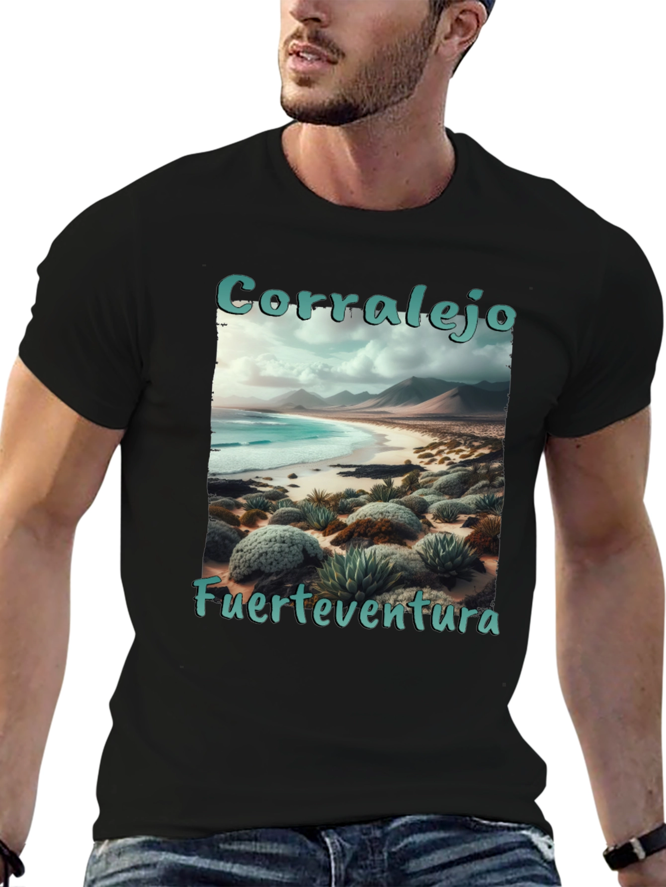 Black Corralejo Fuerteventura Beach T-Shirt view 6