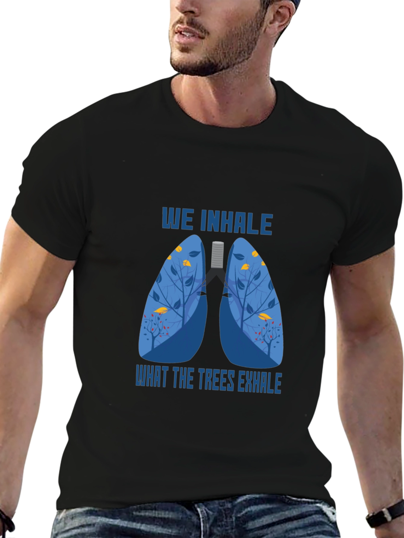 Black Nature Lungs Graphic Tee - We Inhale What Trees Exhale view 6