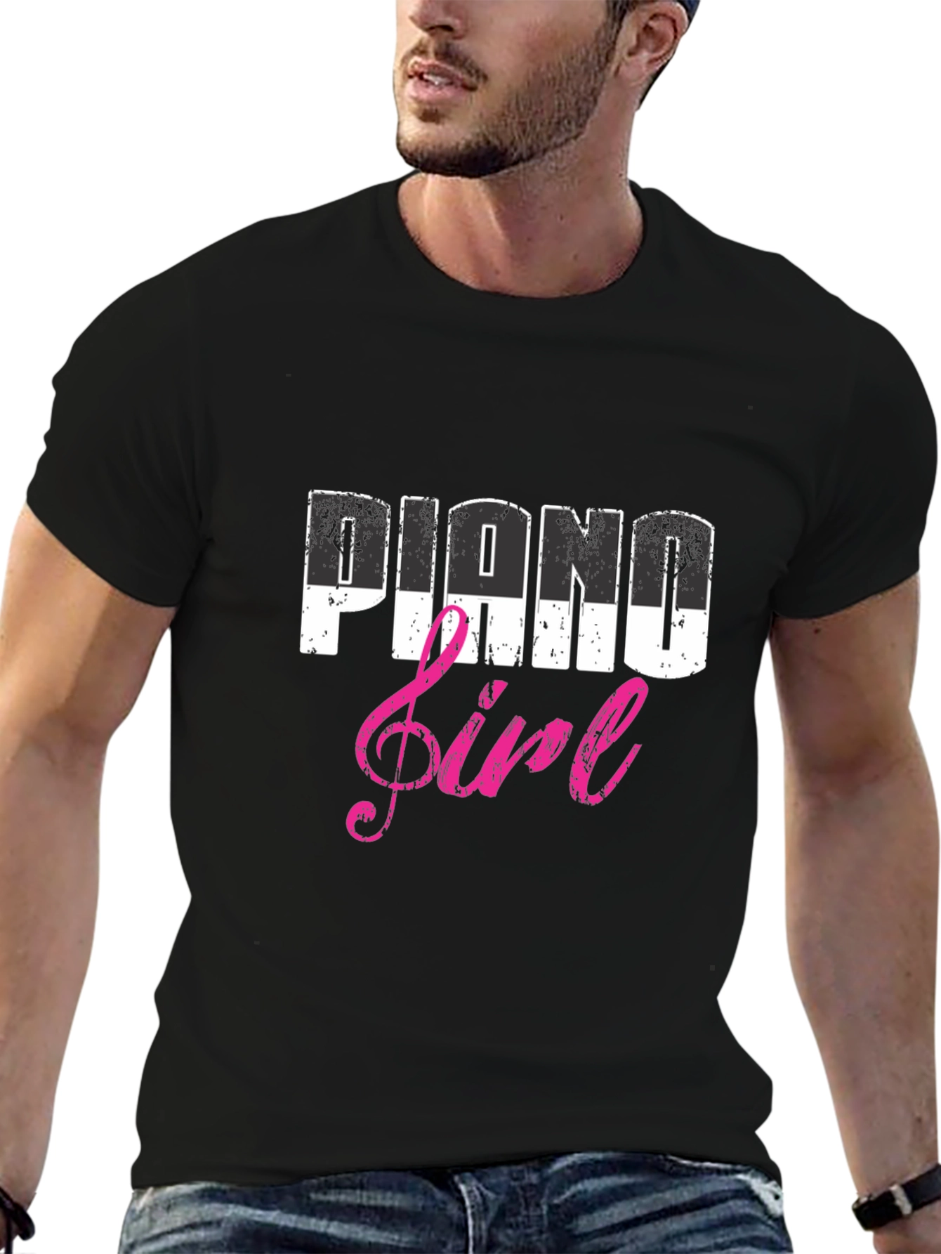 Black Piano Girl Tee - Music Lover T-Shirt view 6