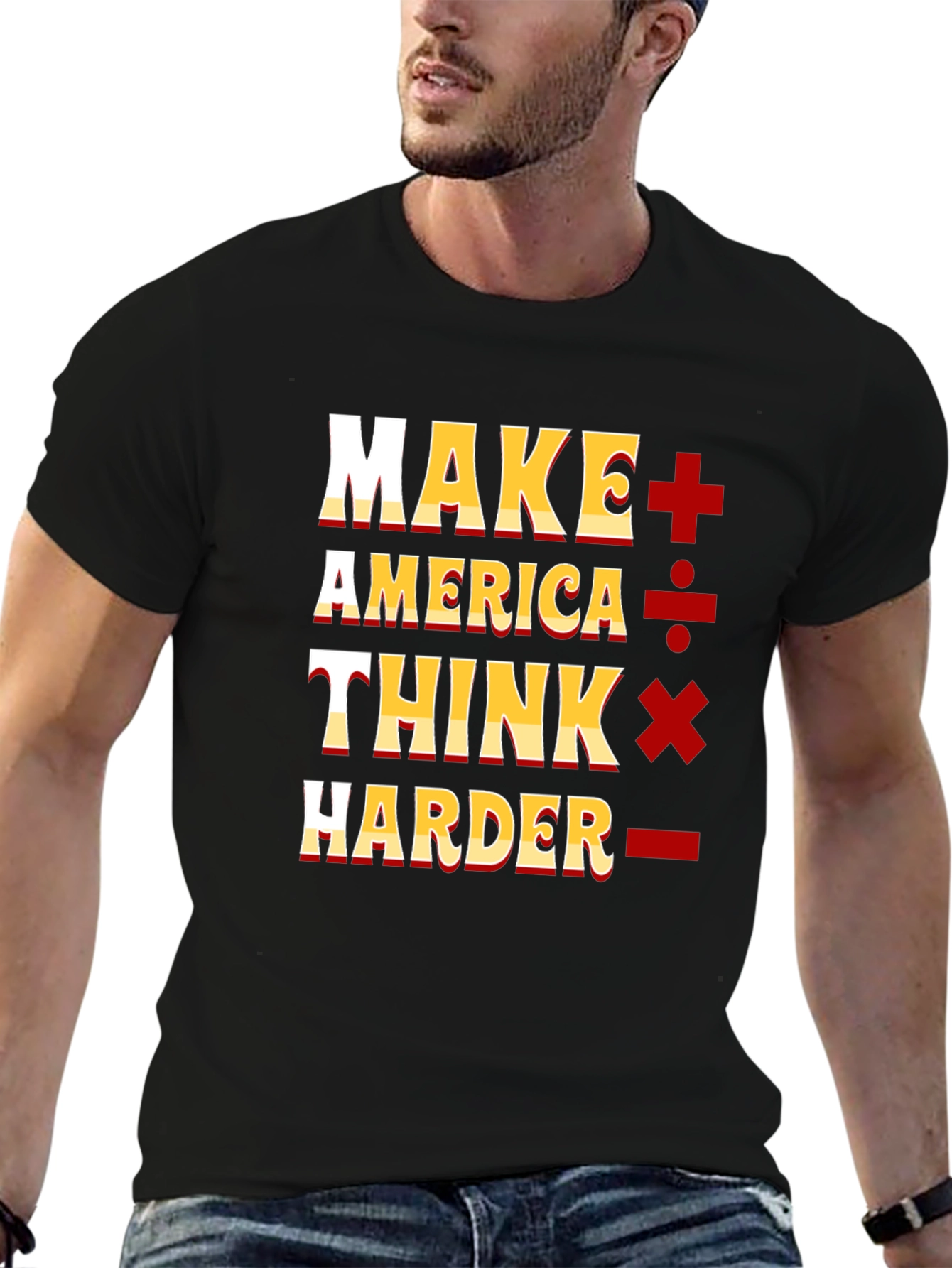 Black Make America Think Harder Graphic T-Shirt view 6