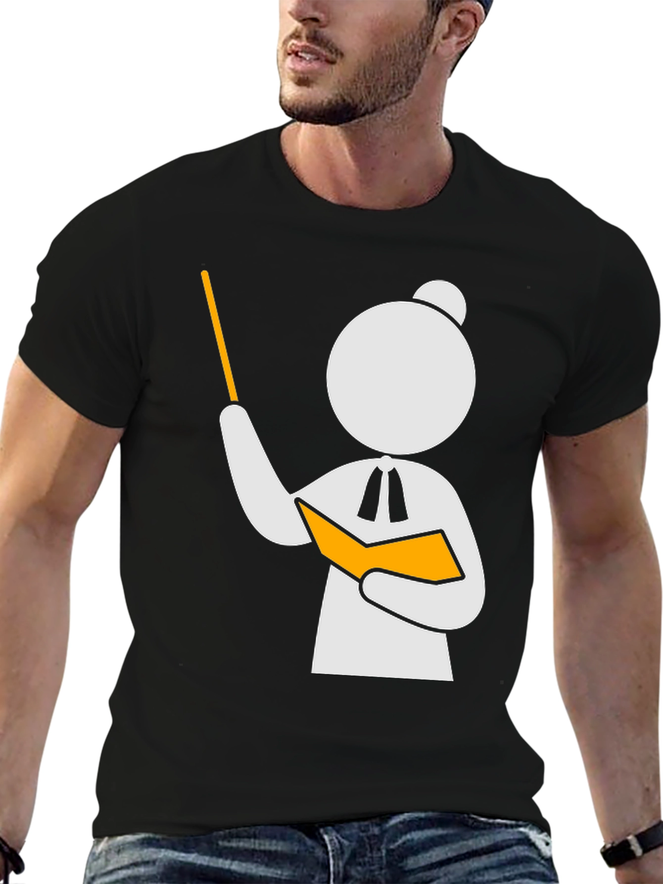 Black Teacher Stick Figure Black T-Shirt view 6