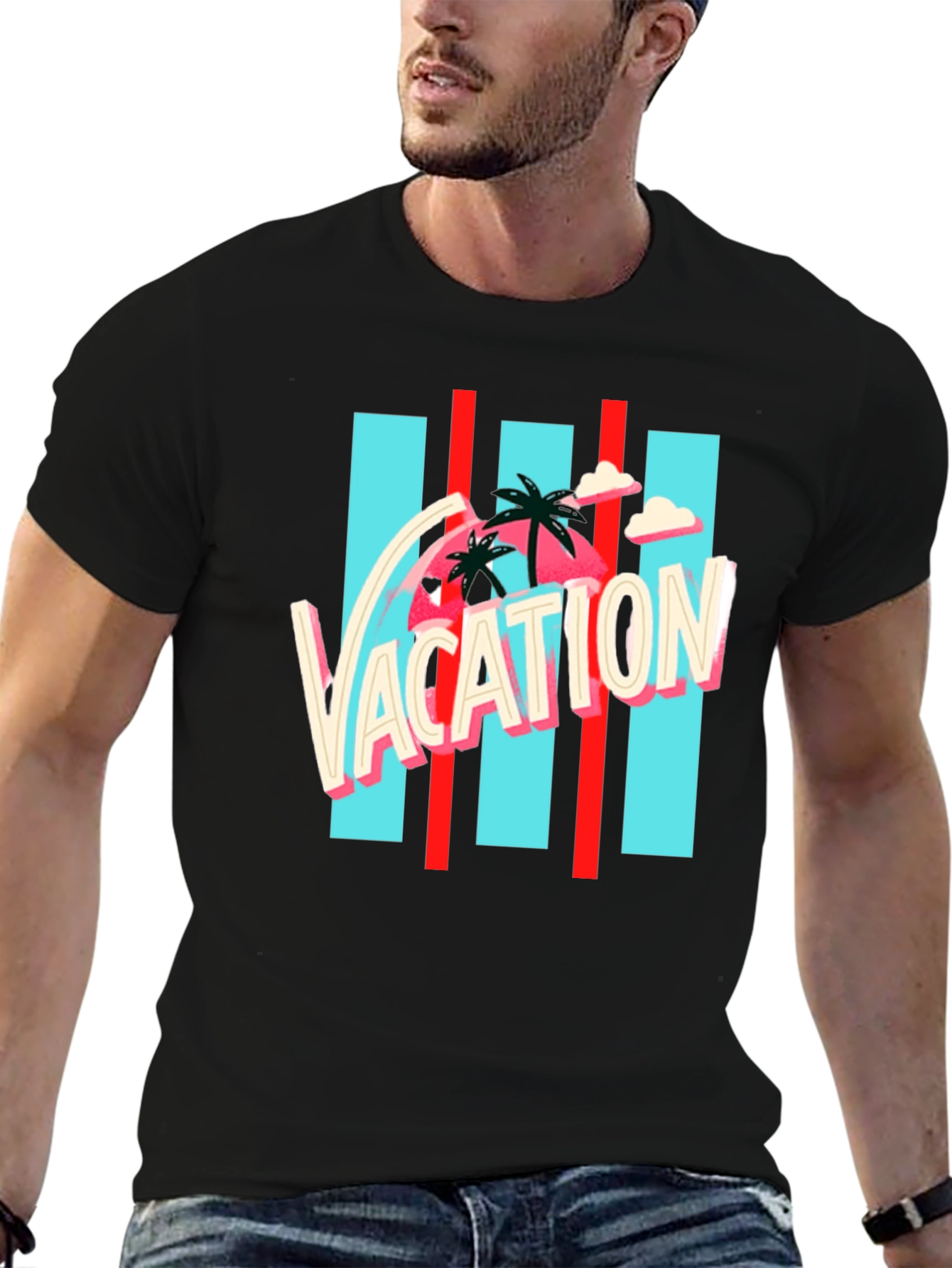 Vacation Graphic Tee - Retro Palm Design - 6