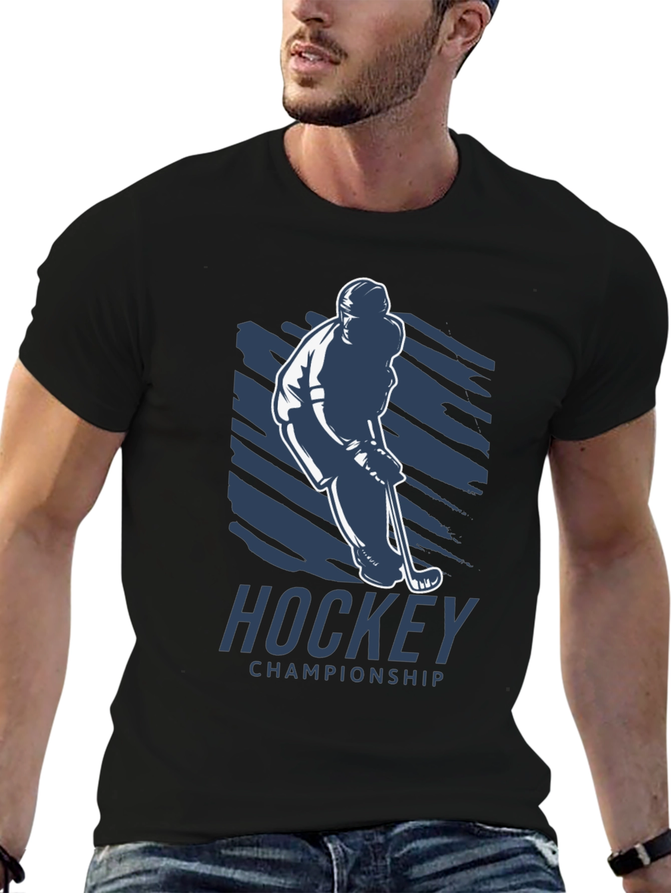 Black Hockey Championship T-Shirt - Black view 6