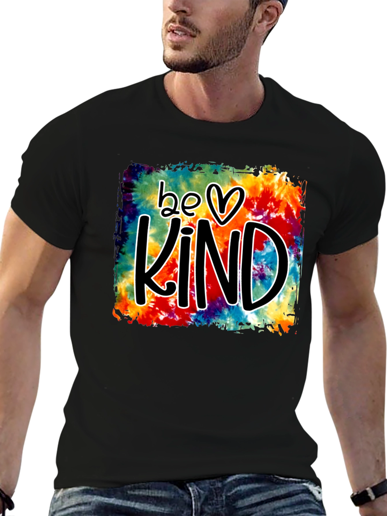Black Be Kind Tie-Dye Graphic T-Shirt view 6