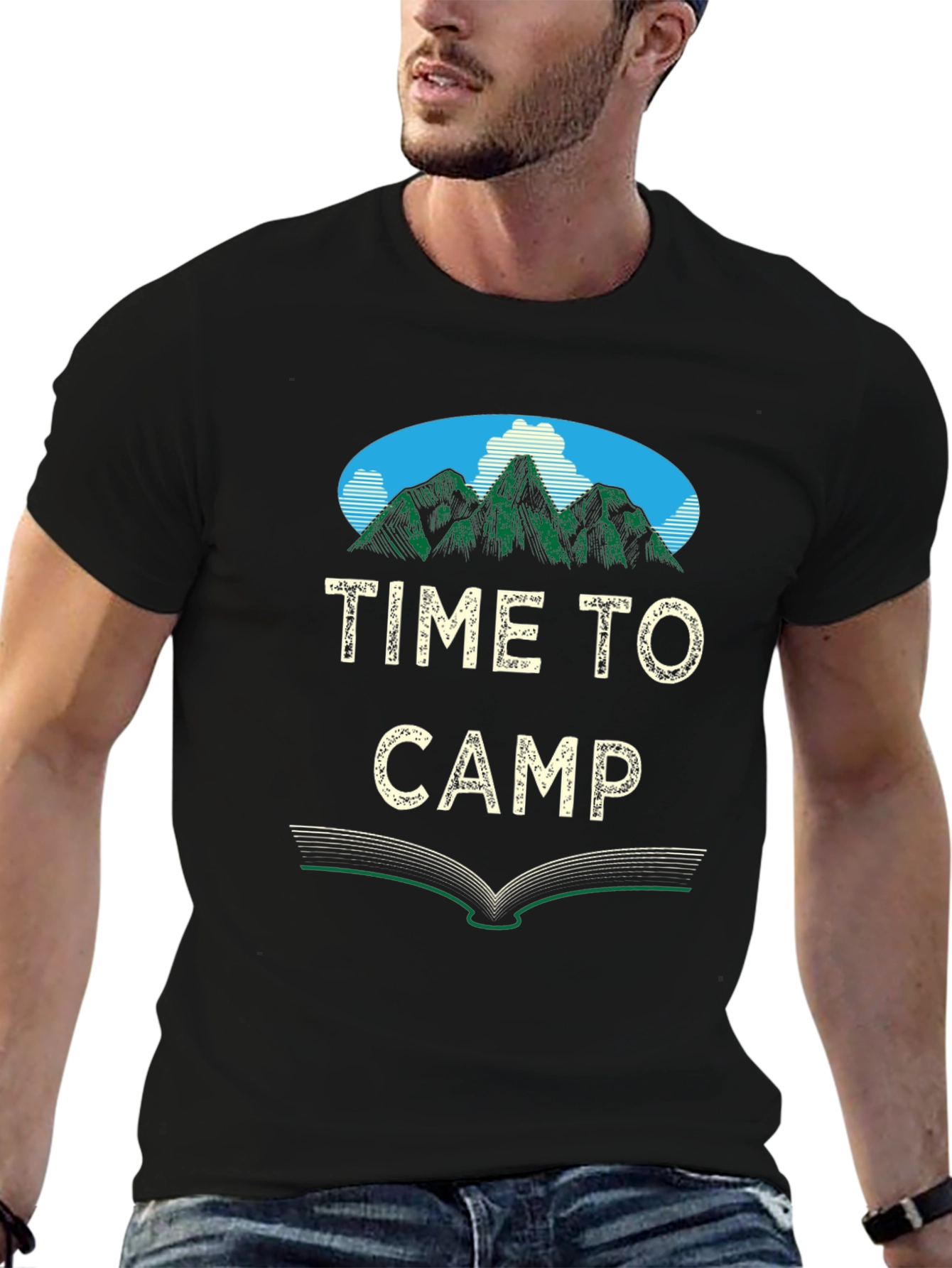 Black Time to Camp Black Graphic Tee view 6