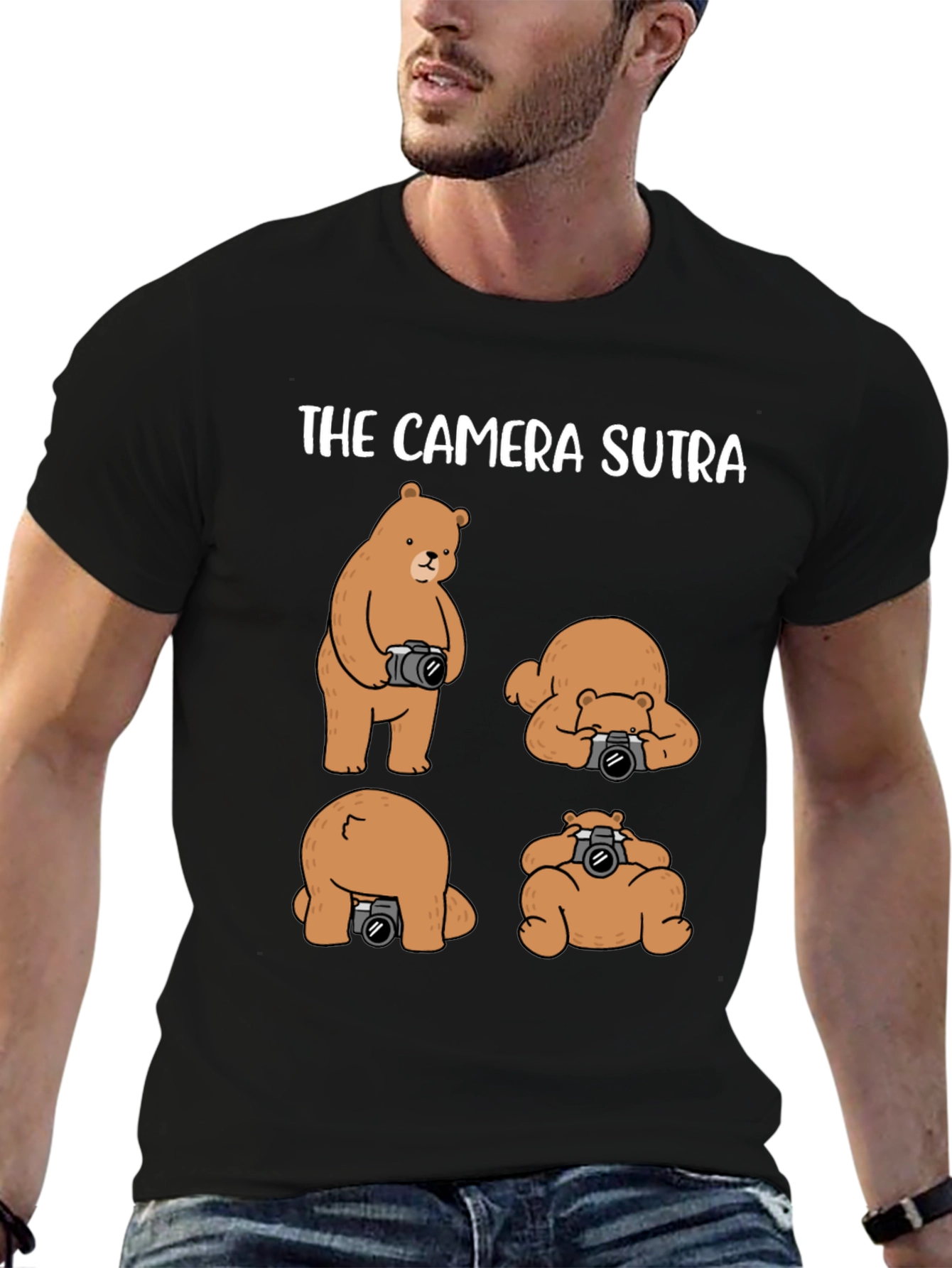 Black The Camera Sutra T-Shirt: Bear Photography Humor view 6