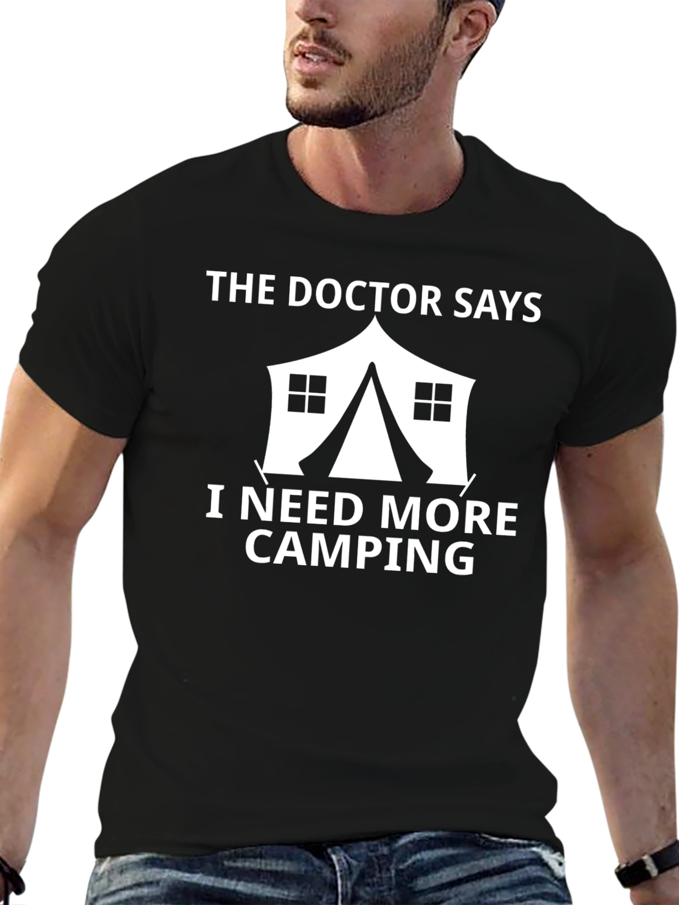 Black More Camping T-Shirt - Funny Doctor's Orders Camping Tee view 6