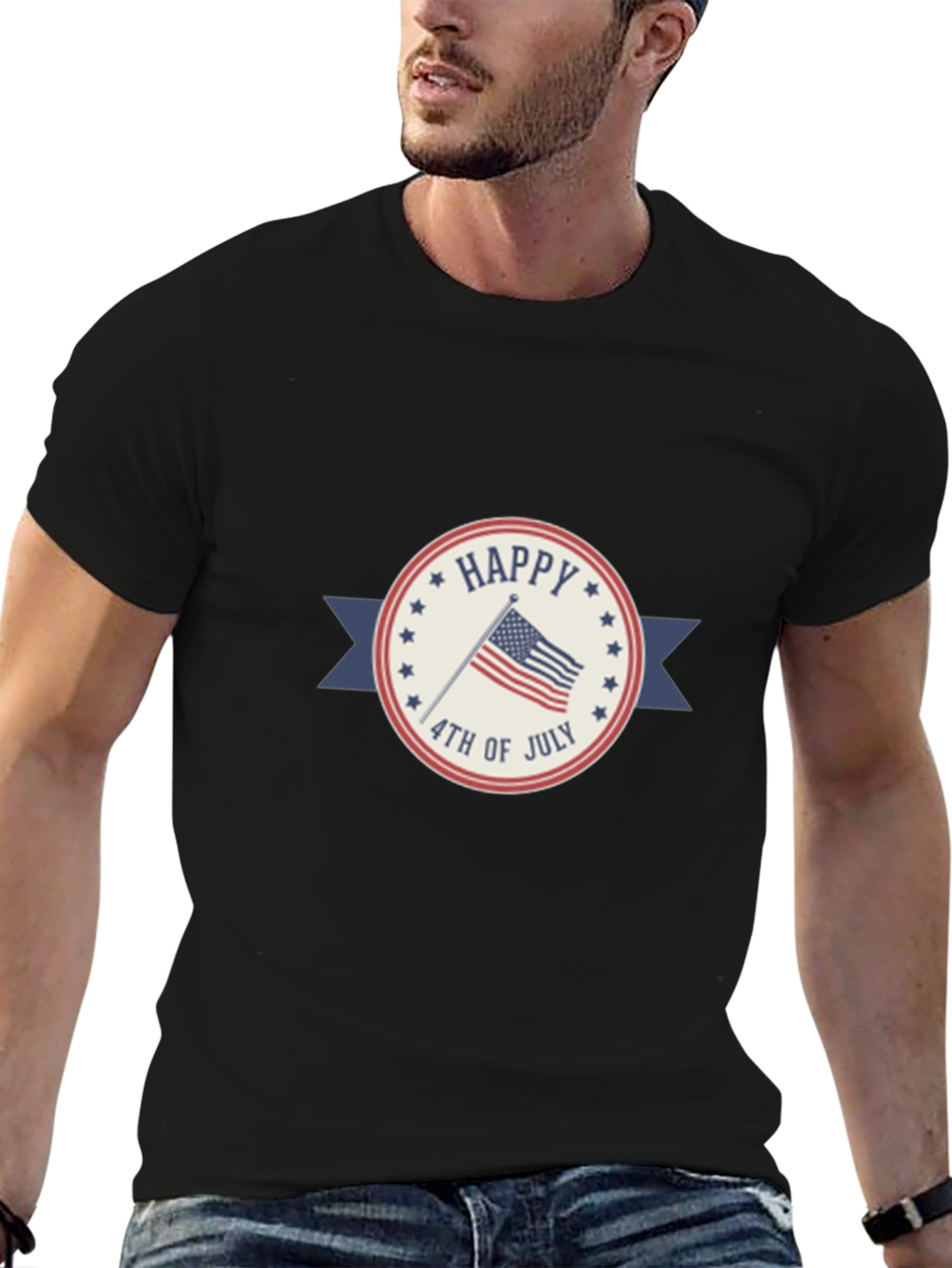 Black Happy 4th of July Patriotic T-Shirt view 6