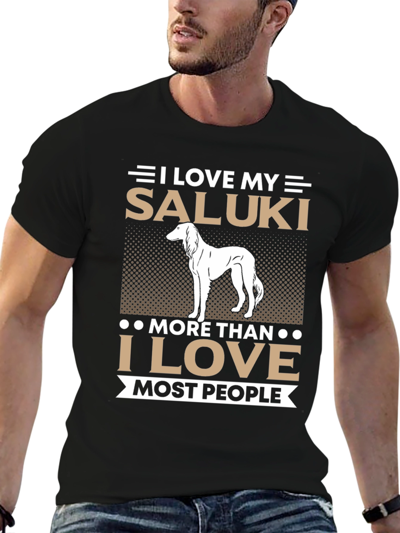 Black I Love My Saluki Dog T-Shirt, Saluki Lover Gift view 6