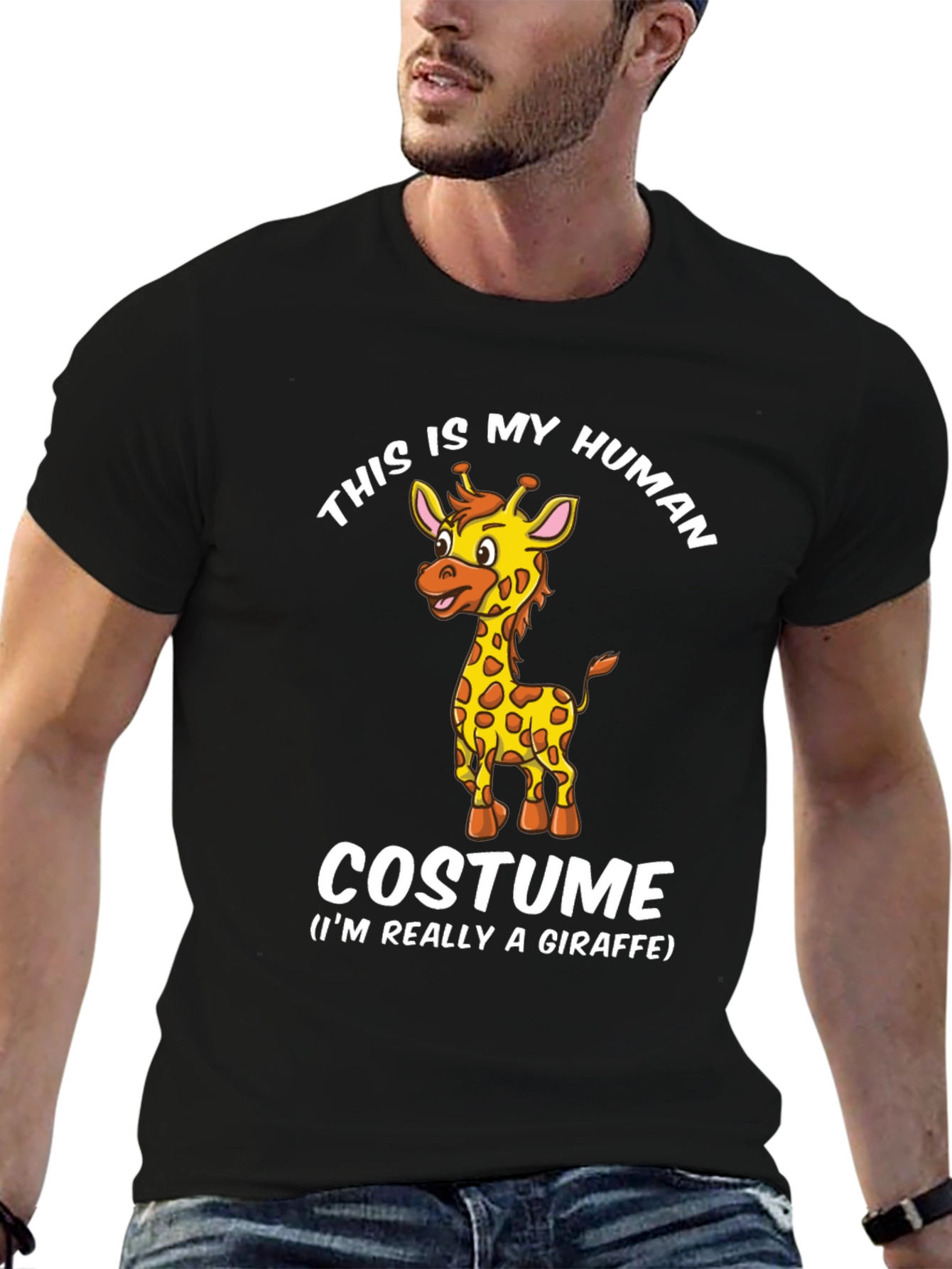 Black Giraffe Costume T-Shirt - Funny Animal Tee view 6