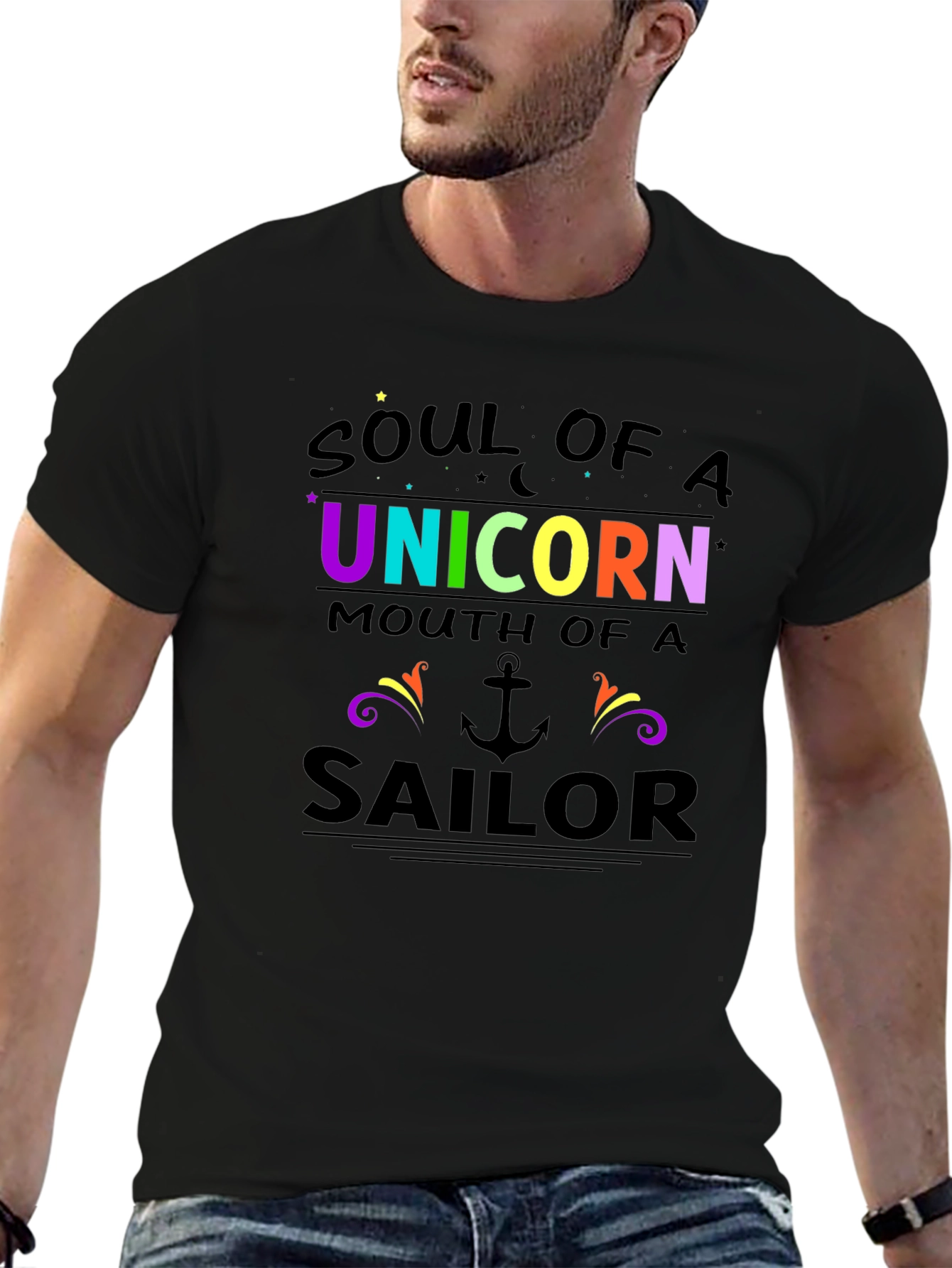Black Soul of a Unicorn Sailor Graphic Tee view 6
