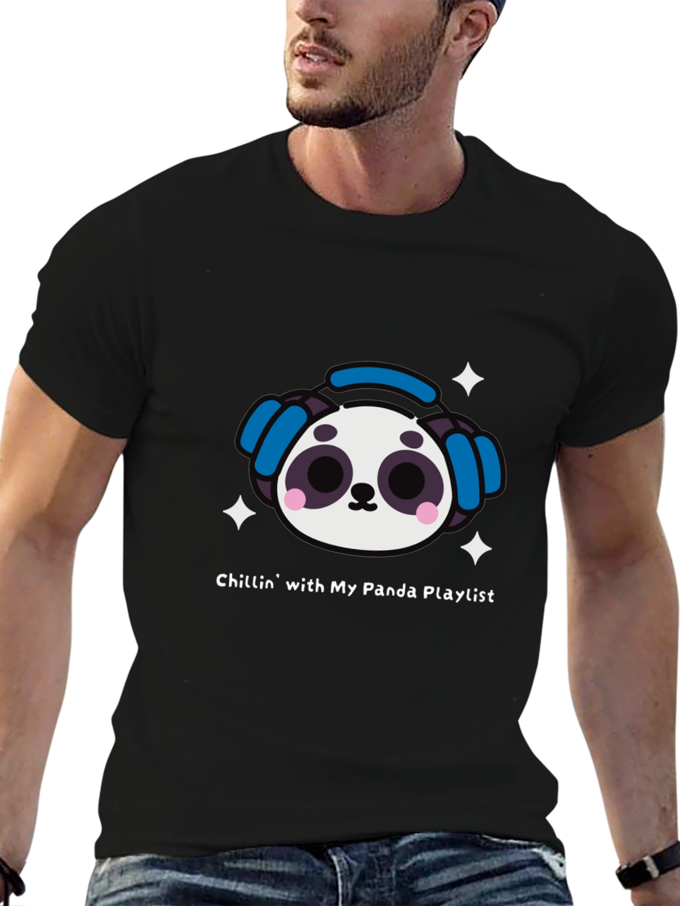 Black Panda Playlist T-Shirt - Chill Vibes view 6