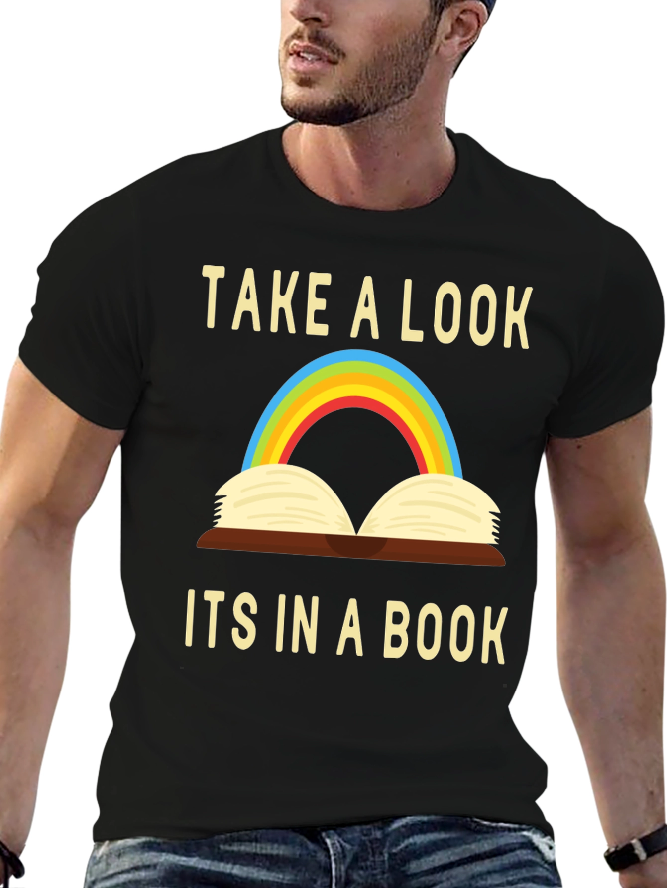 Black Take a Look - It's in a Book T-Shirt view 6