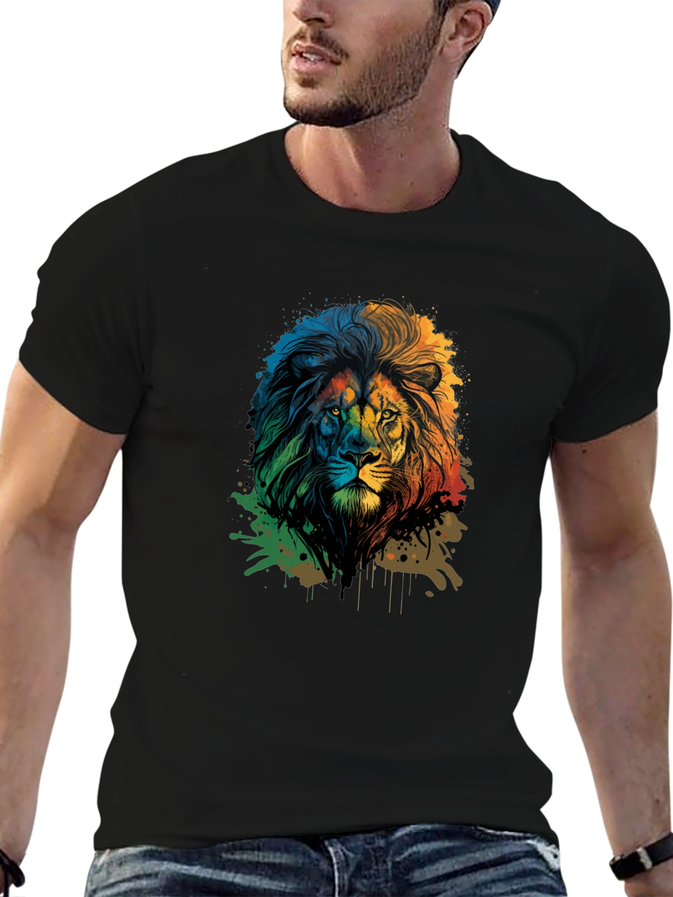 Black Lion Graphic Print Black Tee view 6