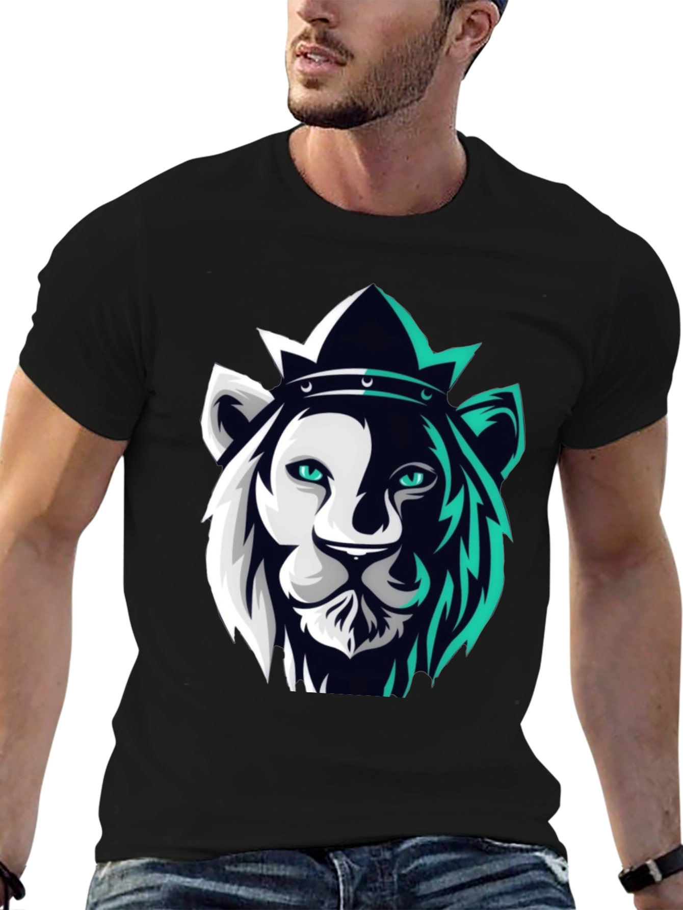 Black Lion King Graphic Tee - Modern Black T-Shirt view 6