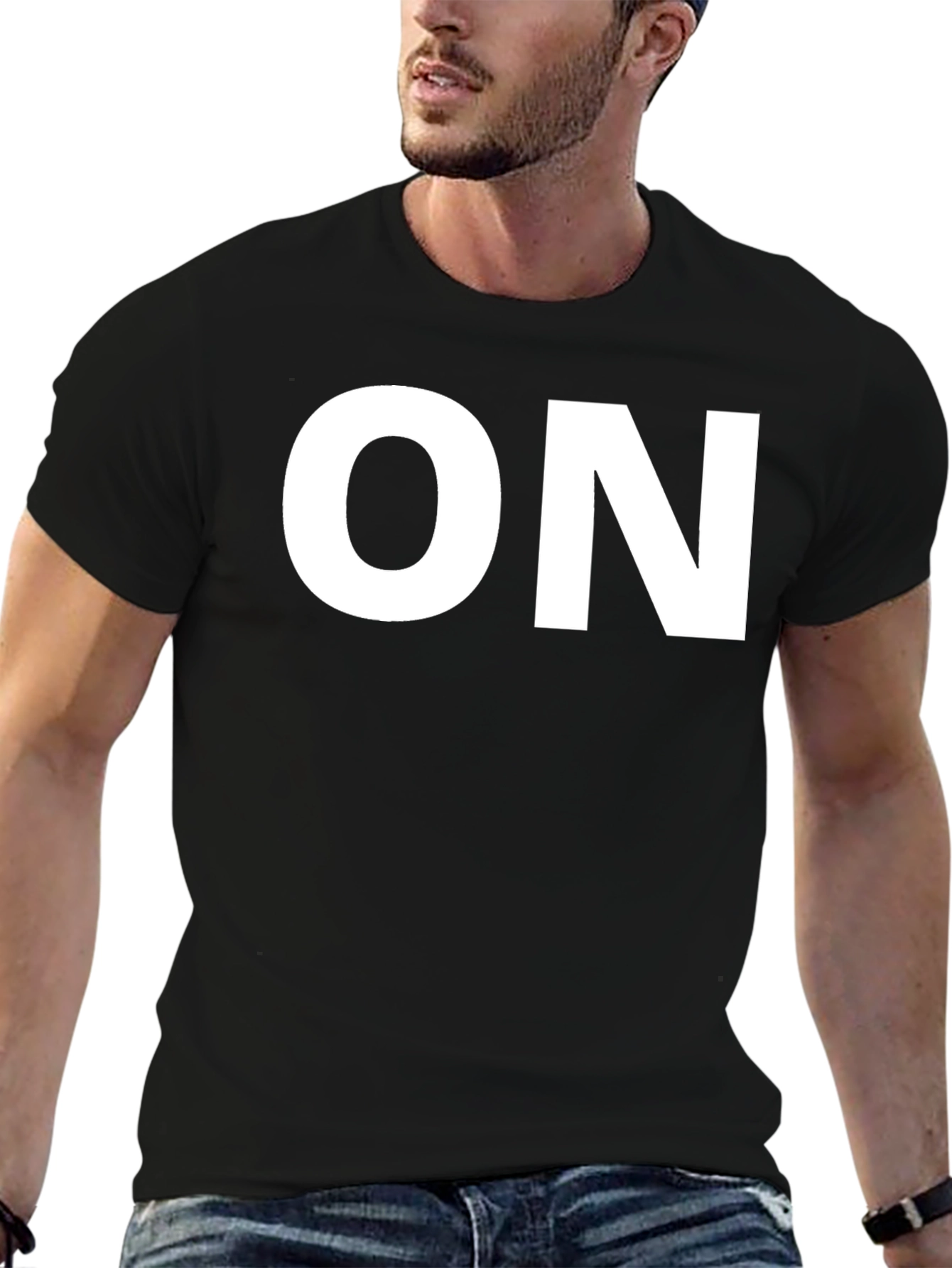 Black Bold "ON" Graphic Black T-Shirt view 6