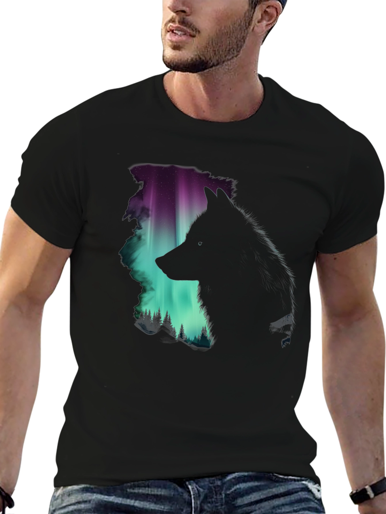 Wolf Aurora Graphic Tee - Nature's Embrace - 6