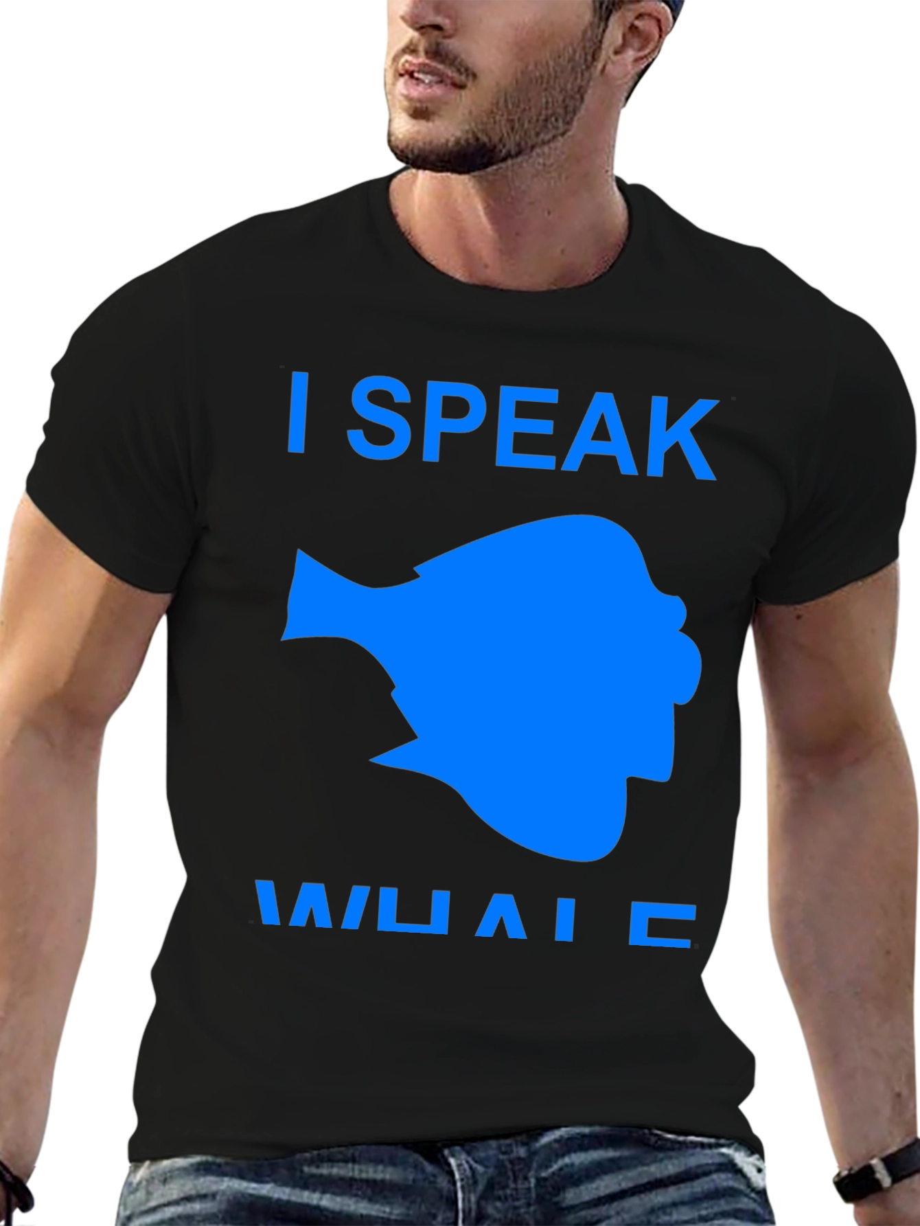 Black I Speak Whale Graphic T-Shirt view 6