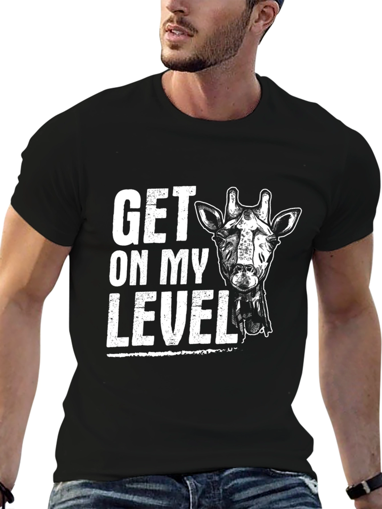 Black Get On My Level Giraffe Graphic Tee - Black view 6