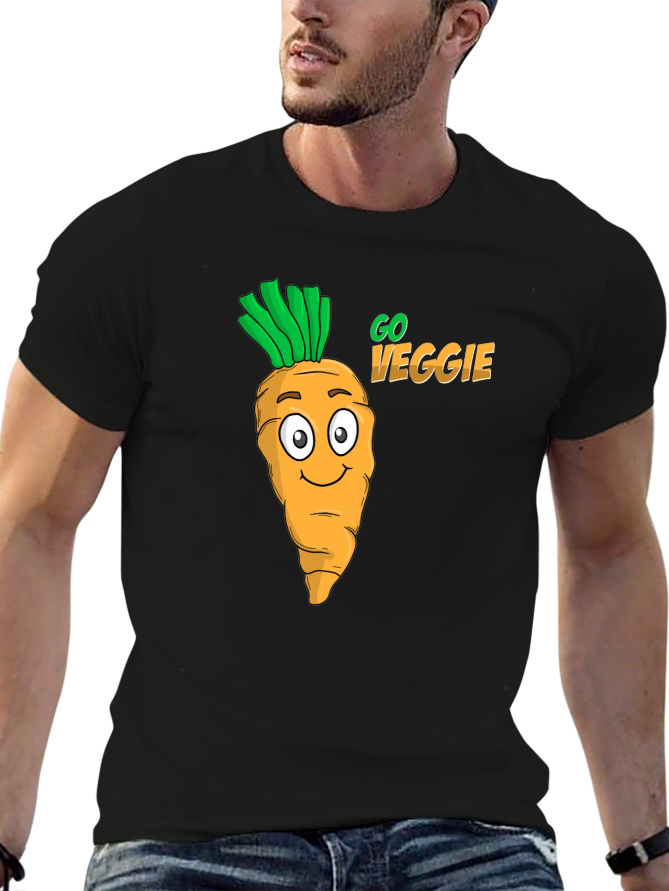 Black Go Veggie Black Graphic Tee view 6