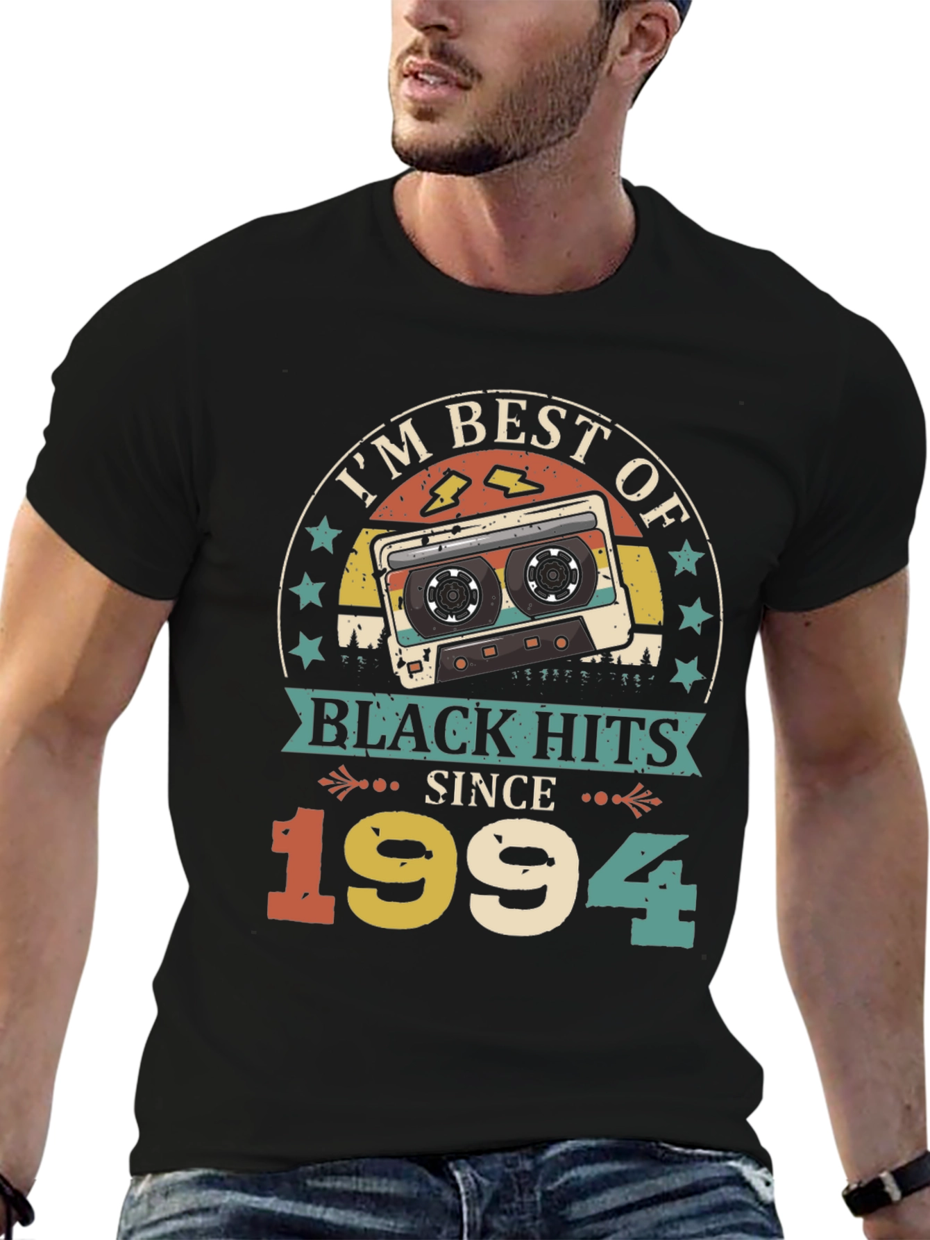 Black Best of Black Hits Since 1994 Retro Cassette T-Shirt view 6