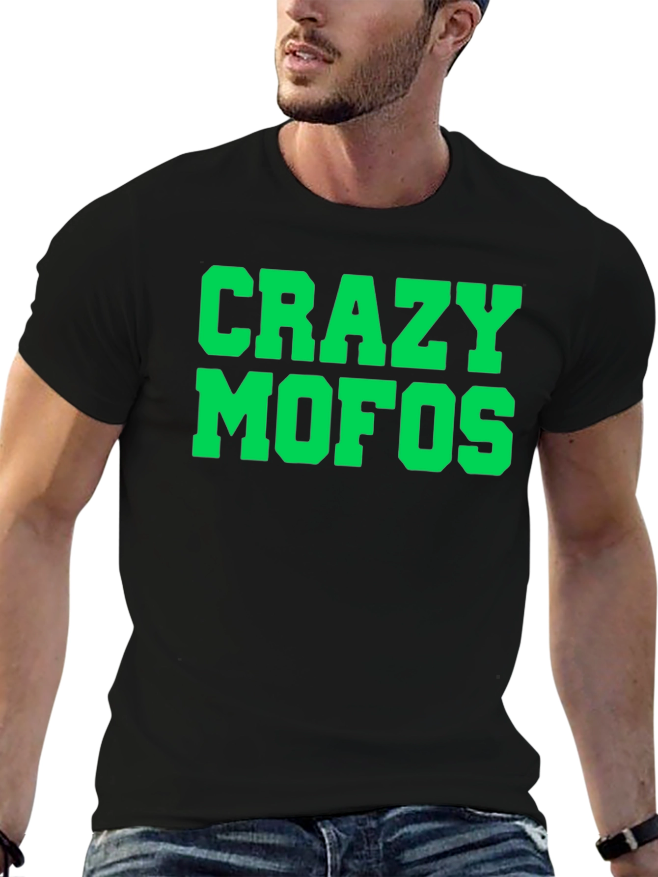 Black Crazy Mofos Graphic Tee - Bold Statement T-Shirt view 6