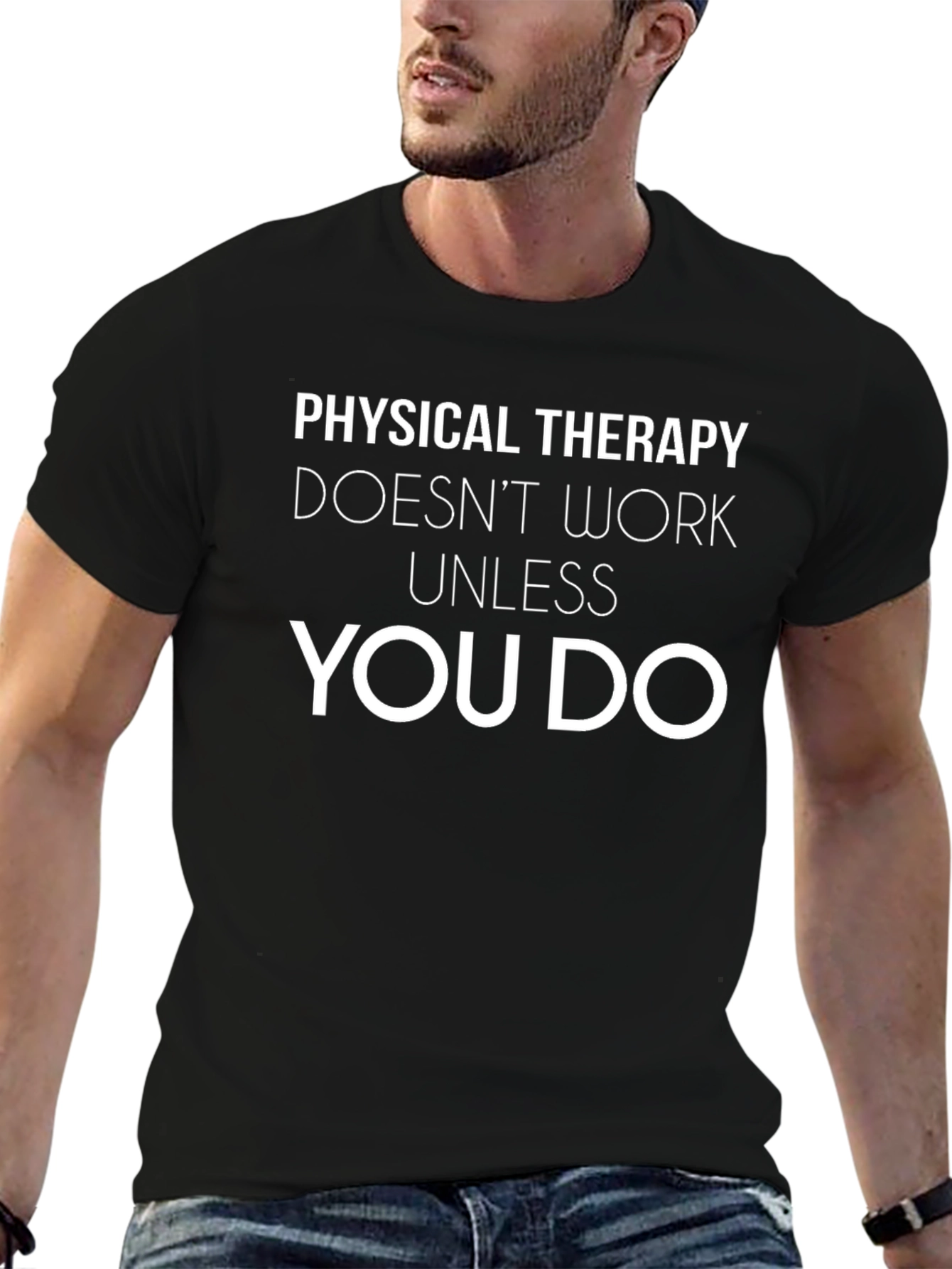 Black Physical Therapy Humor T-Shirt - Unisex Black Tee view 6