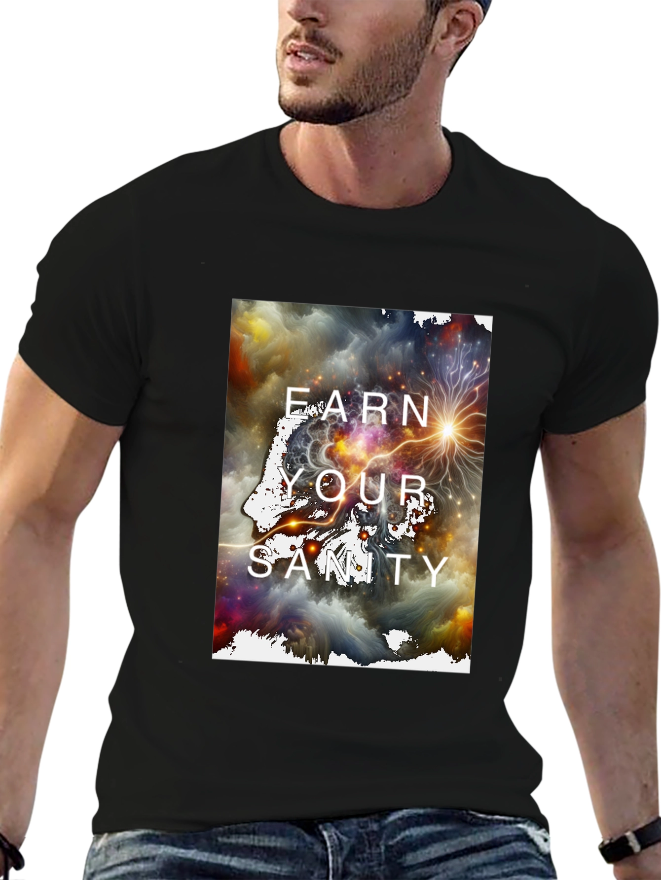 Black Earn Your Sanity Graphic T-Shirt view 6