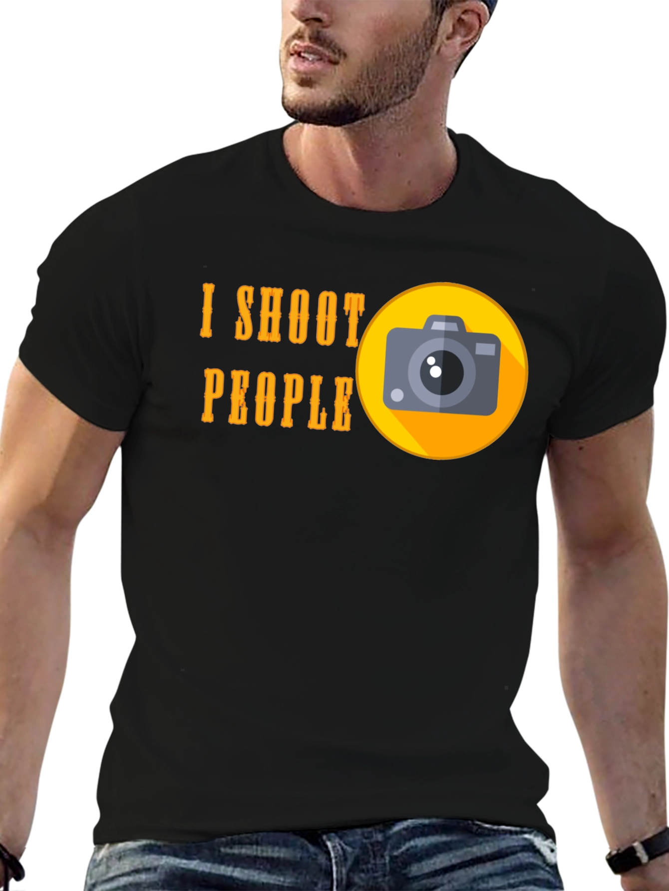 Black I Shoot People T-Shirt - Funny Photographer Tee view 6