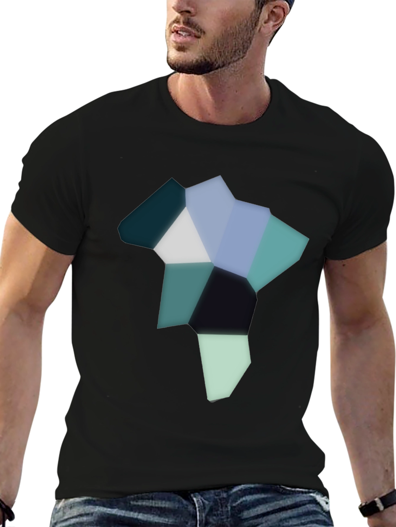 Black Abstract Geometric Graphic Tee - Modern Style view 6
