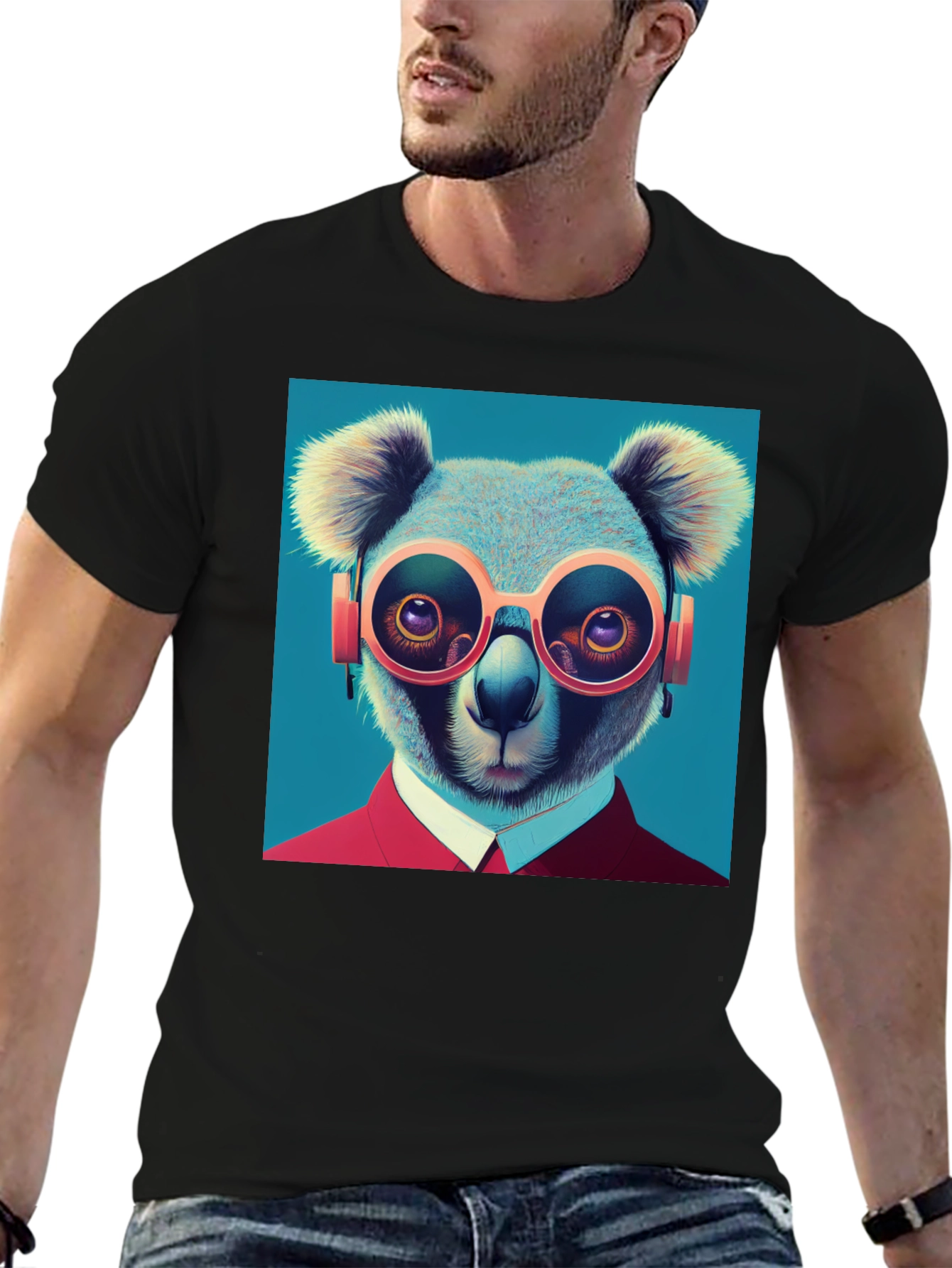 Black Koala in Specs Graphic Tee - Unique Animal Design view 6
