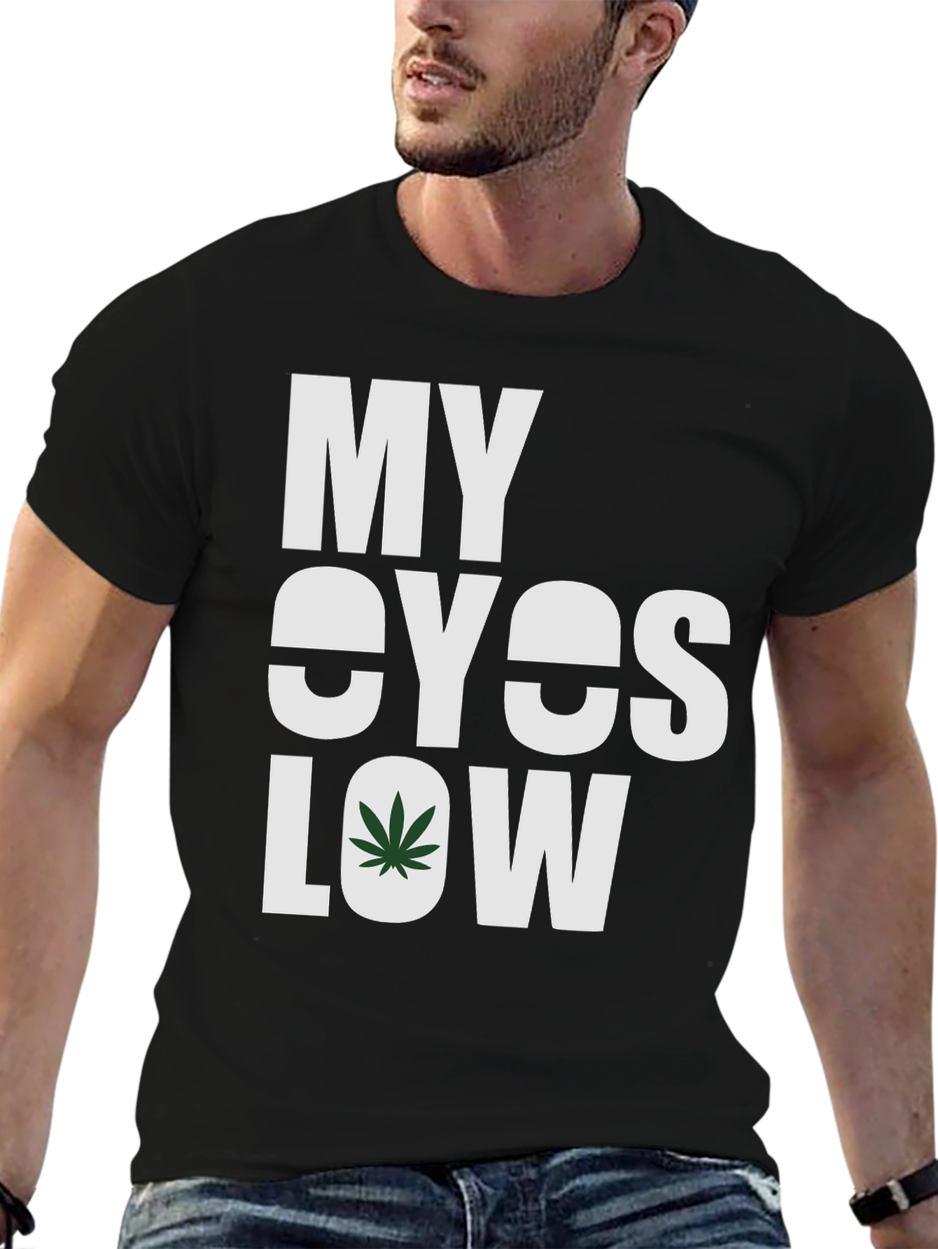 Black My Eyes Low Graphic Tee - Cannabis Inspired view 6