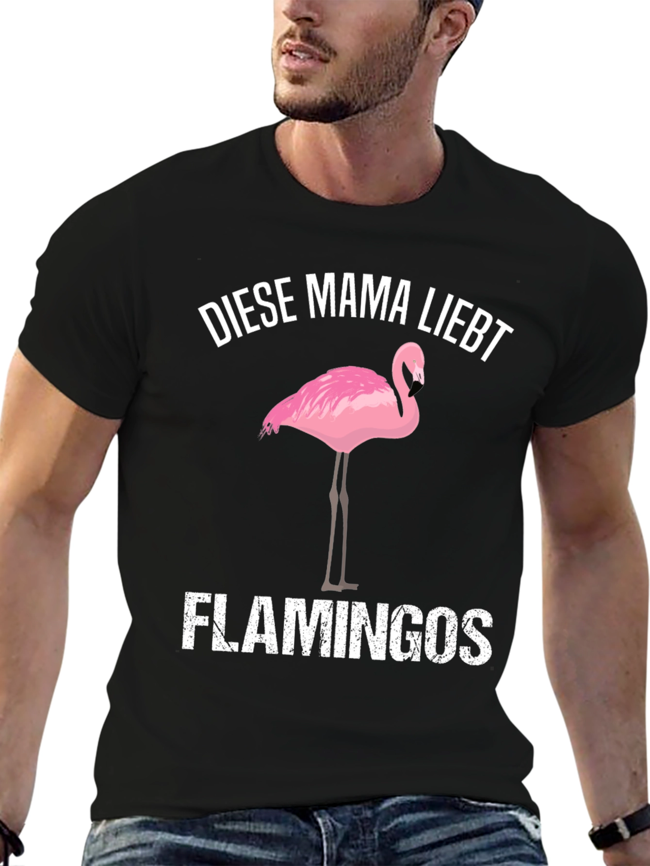 Black Mama Loves Flamingos Graphic T-Shirt view 6